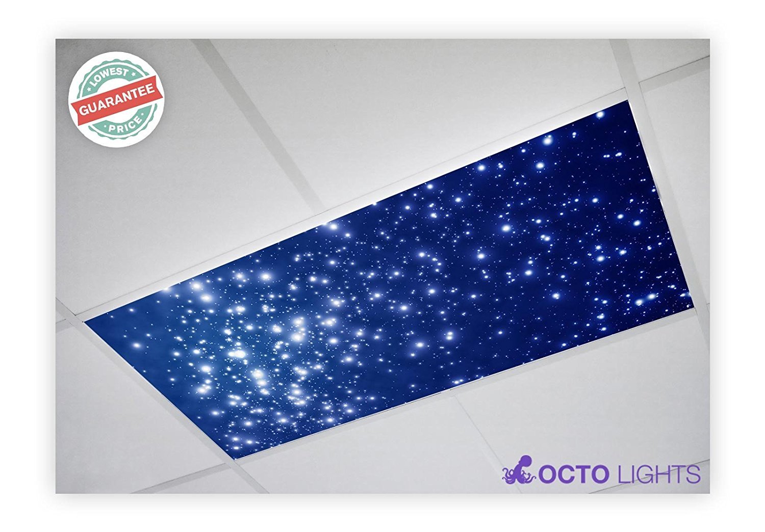 OCTO LIGHTS Fluorescent Light Cover enhanced Backlit Film 2x4 22.38inx46.5in Shining Stars Model Astronomy Fluorescent Light Covers 002