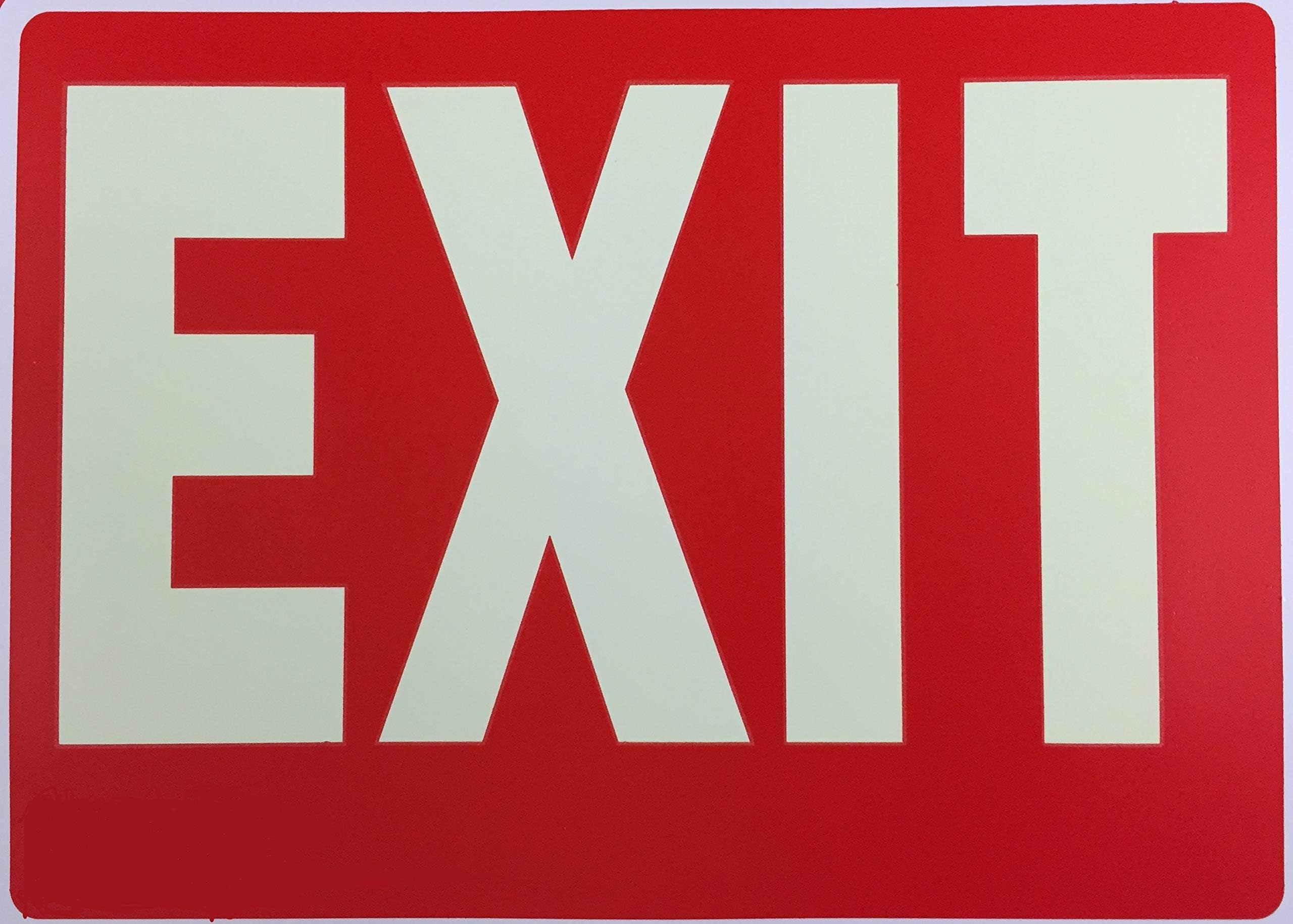 natraco Glow-in-The-Dark Exit Sign, 12x8 Inches, Photoluminescent, Plastic, Green, 4 Pack