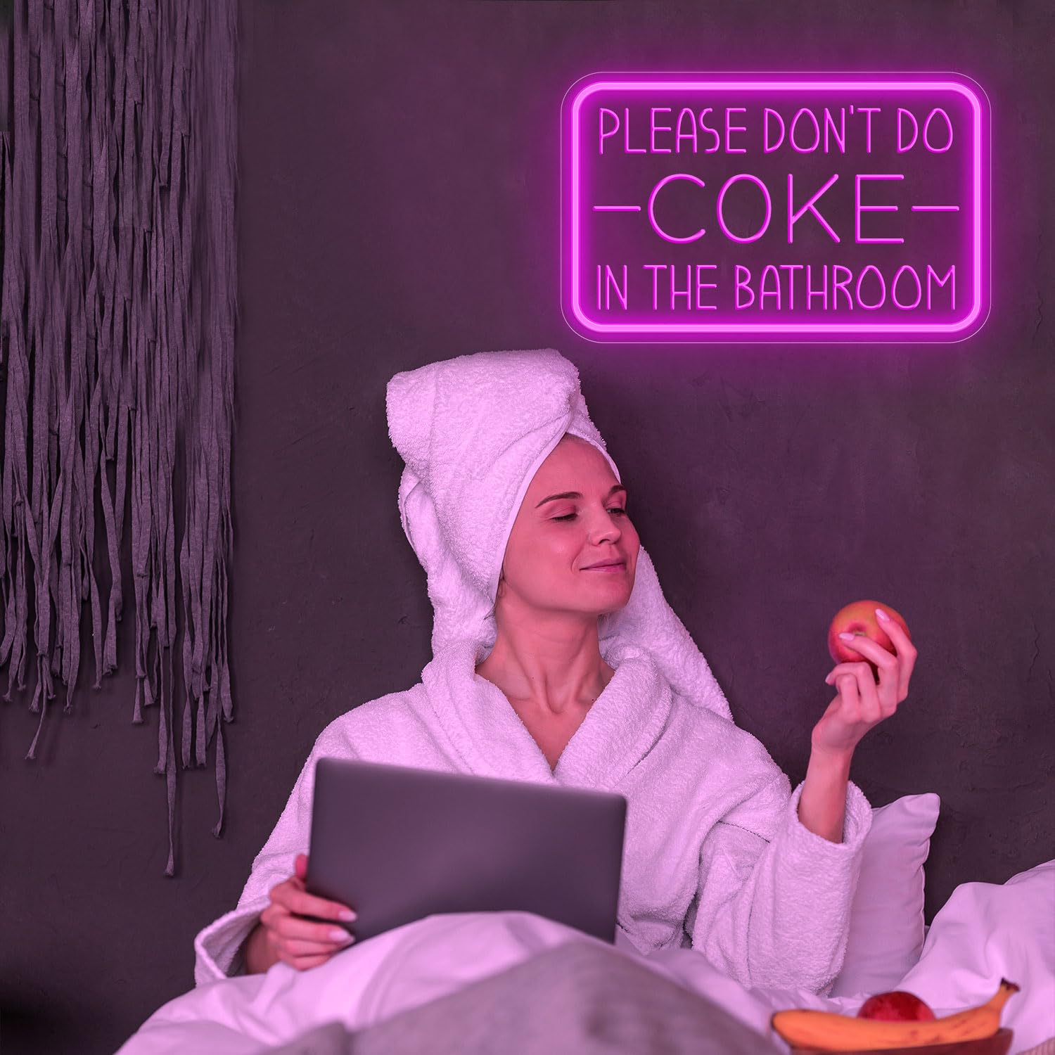 PSPCBS LED Neon Sign - "Please Don't Do Coke in The Bathroom", 10"x16", Pink-COKE, USB Powered, Adjustable Brightness Party Decor