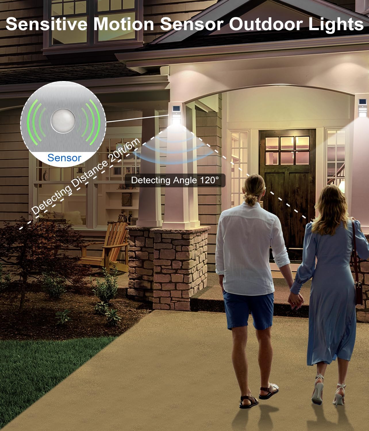 Roopure Solar Fence Lights Outdoor, Waterproof Stainless Steel, Cool White Solar Motion Lights for Yard, Patio, Steps, Pack of 4