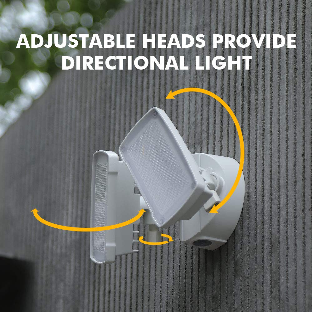 LUTEC LED 3500 Lumen 32W 5000K Integrated Dual-Head Flood Light Outdoor Dusk to Dawn Waterproof Exterior Security Wall Light for