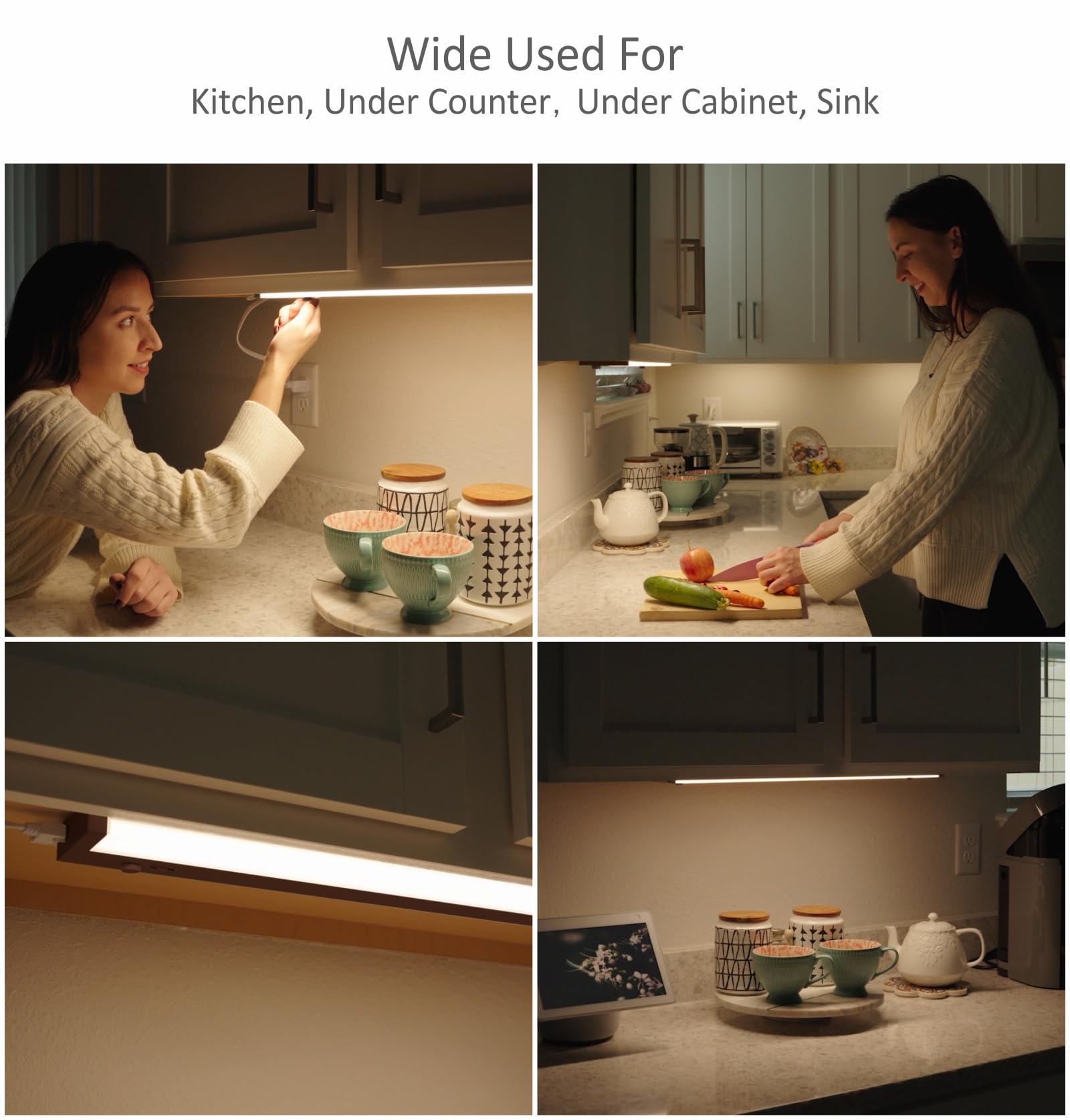 Leetdud LED Under Cabinet Lighting, 16 Inch, 8W Dimmable, 5 Color Options, ETL Listed, Bronze, Model AirKitPro-1608WU-PWM