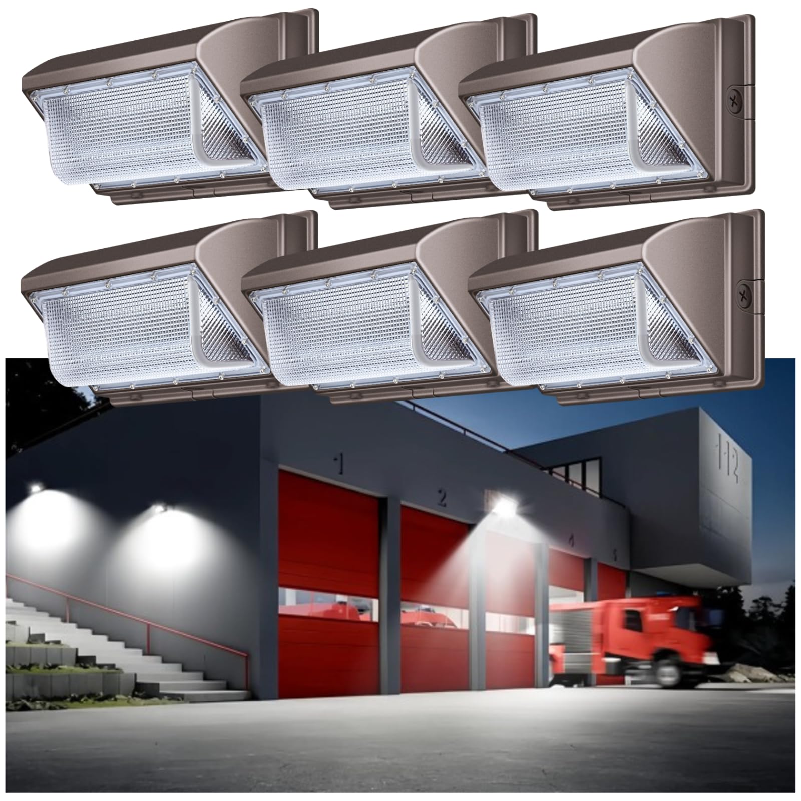Tomourd 120W Led Wall Pack Outdoor  Super Bright Wallpack Lights  5000K Ip65 Waterproof Exterior Security Commercial Wall Mount Flood Lighting For House Building Shop 6 Pack