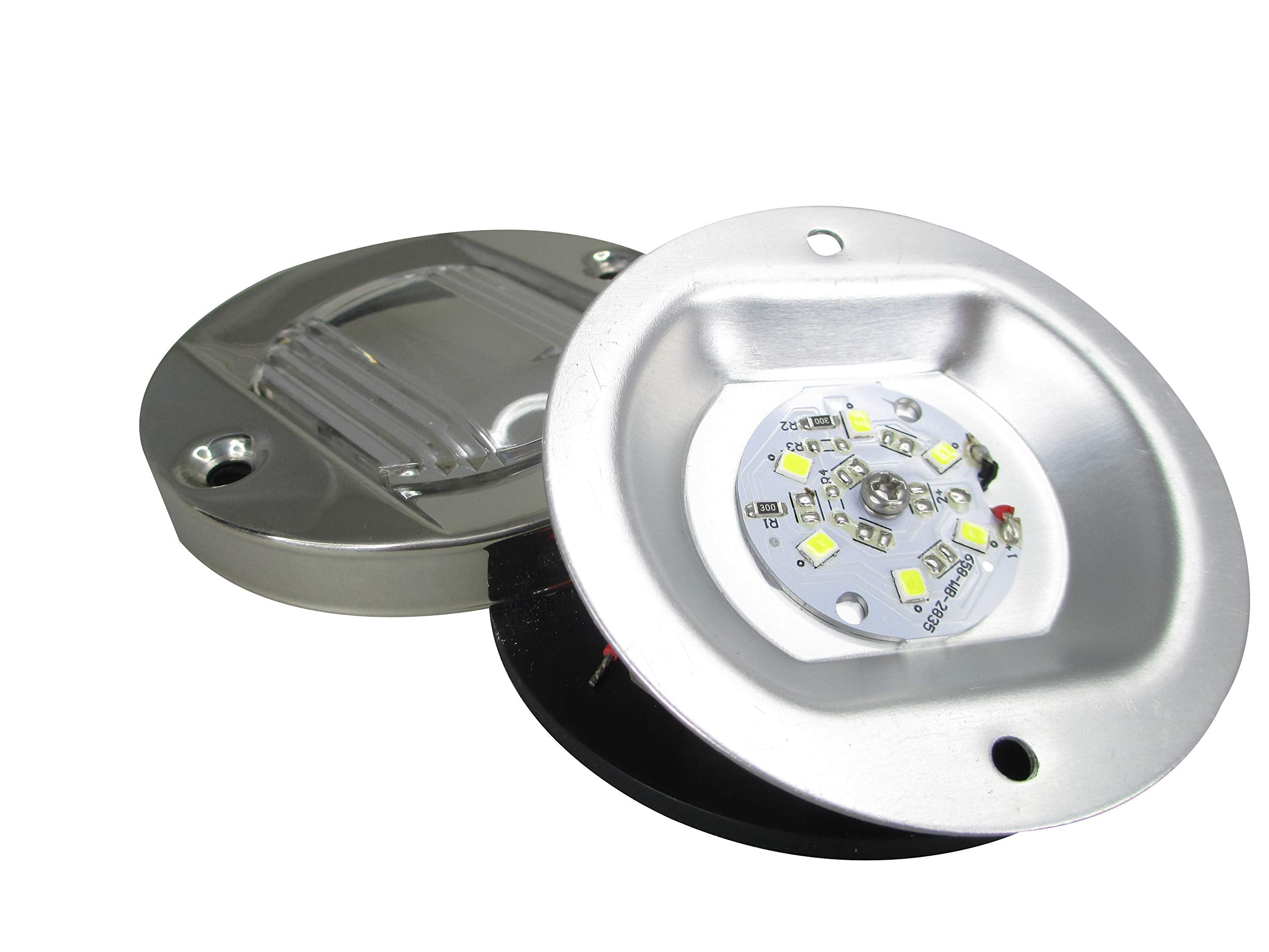 Pactrade Marine Boat 3 Inches Round Transom Interior Light Led Stern Anchor Light Stainless Steel Splashproof Flush Mount For Fishing Boat Pontoon Kayak