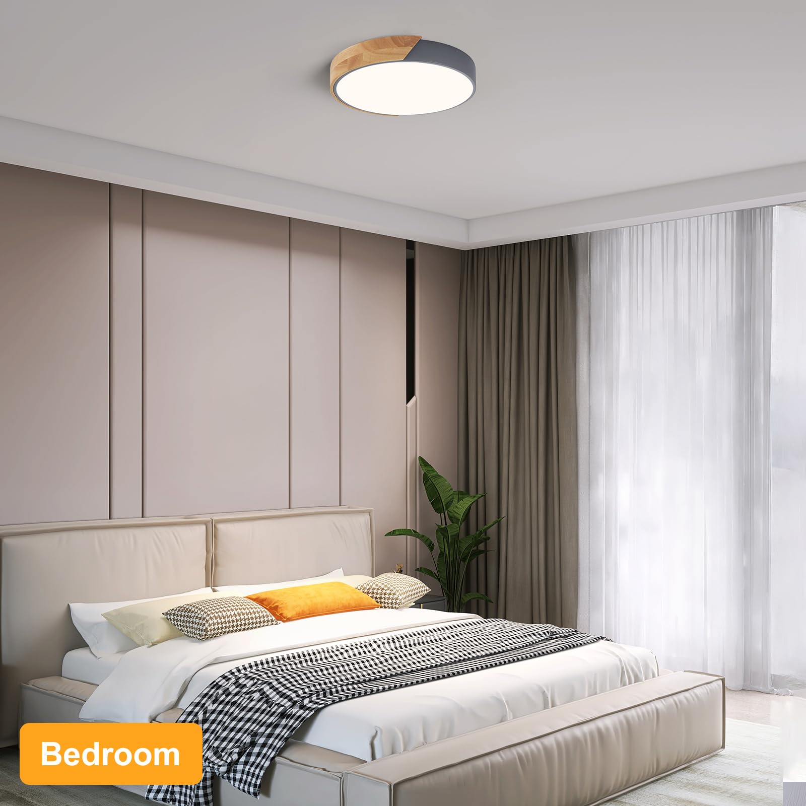 Vikaey Modern LED Ceiling Light Fixture, 4000K, Metal, 11.8in , Gray, Model VGUS20221104003