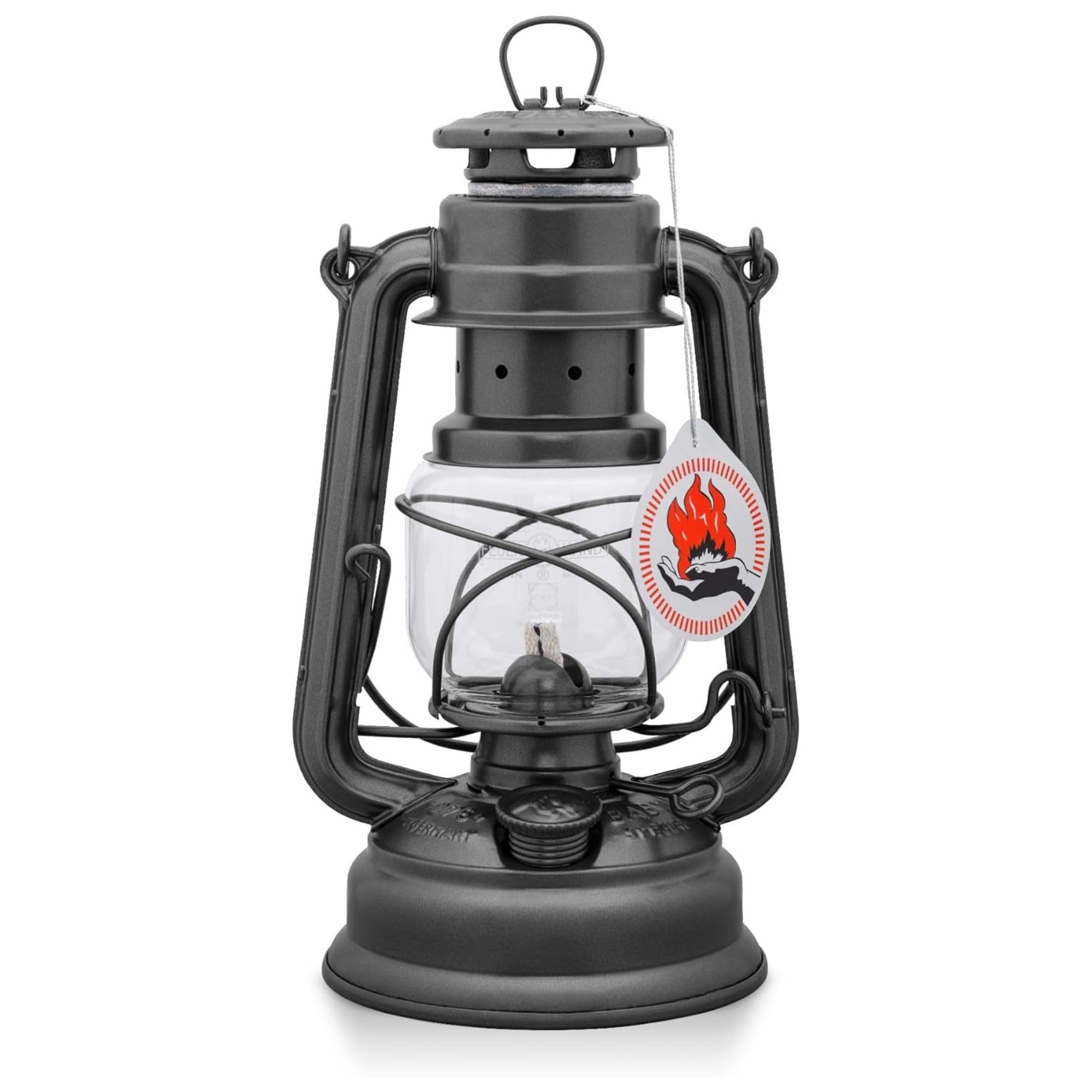 Feuerhand Kerosene Lantern, Model 276, 10 Inches, Weather Resistant, Sparkling Iron Gray