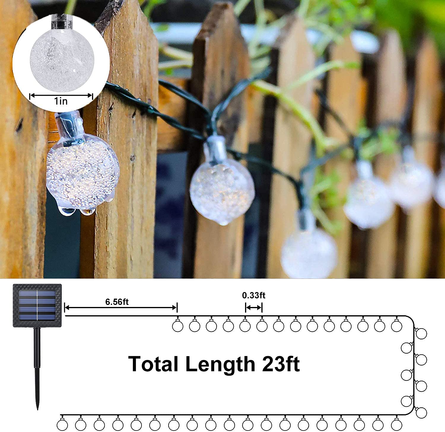 Lezonic Solar Christmas Lights, 50 Led Waterproof 24Ft, 8 Modes, Multicolor For Outdoor Decor