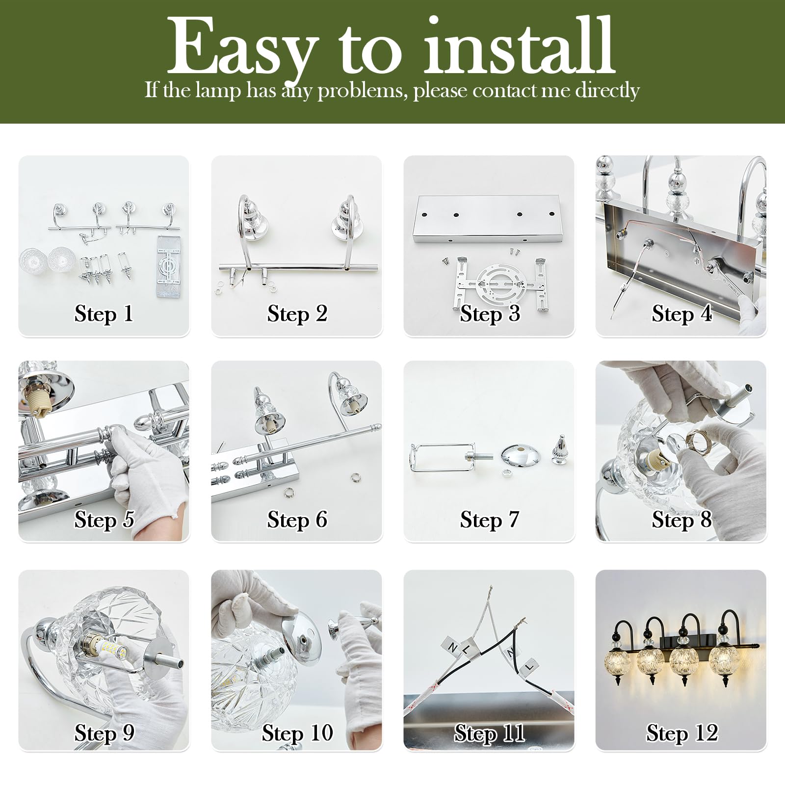 Piepooye Vintage Bathroom Light Fixtures Black Vanity Light With Glass Globe Lampshade 4 Lights Mid Century G9 Bulb Wall Sconce