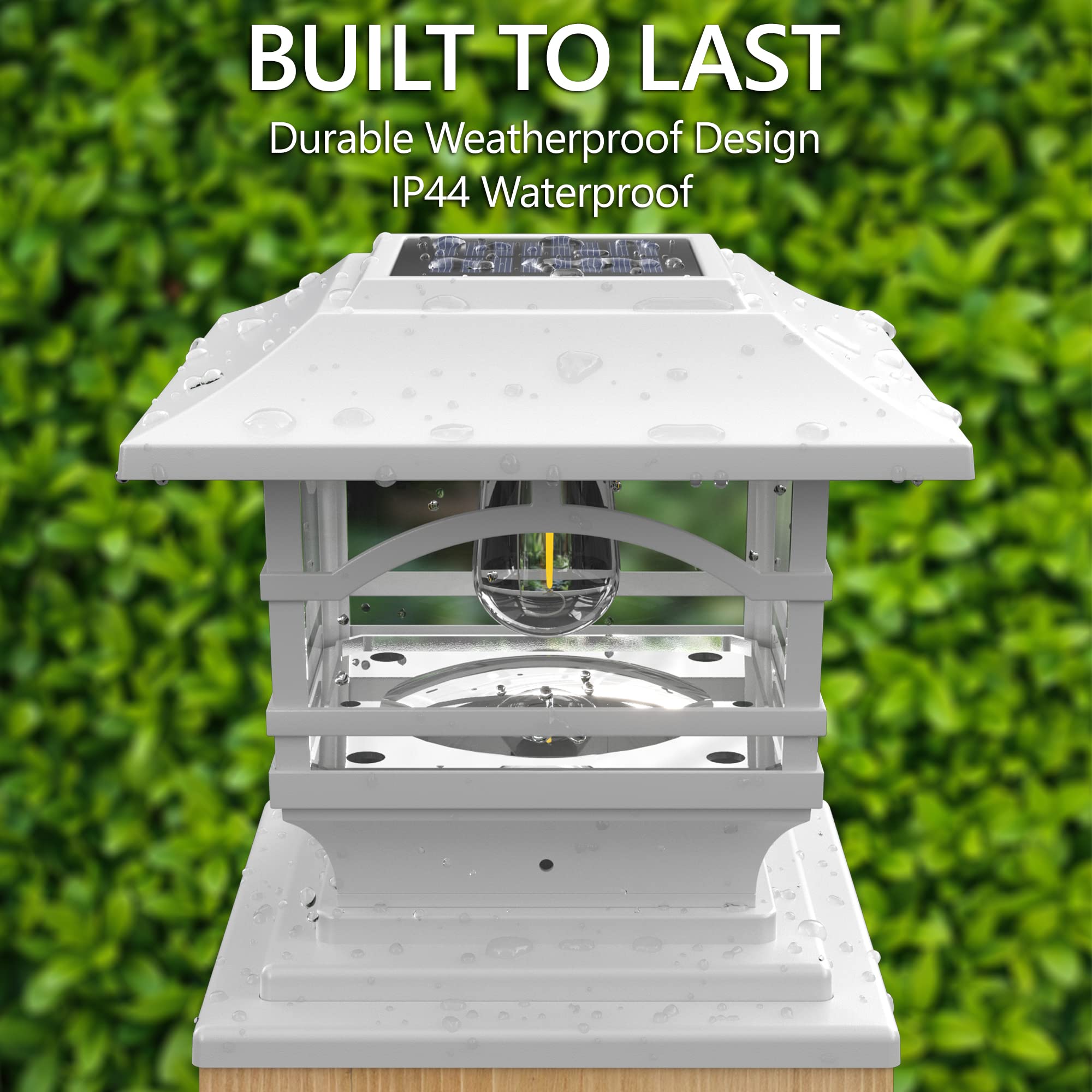 Davinci Lighting Edison Solar Post Cap Lights - 4x4/5x5/6x6 - Bright LED - Pearl White - 1 Pack