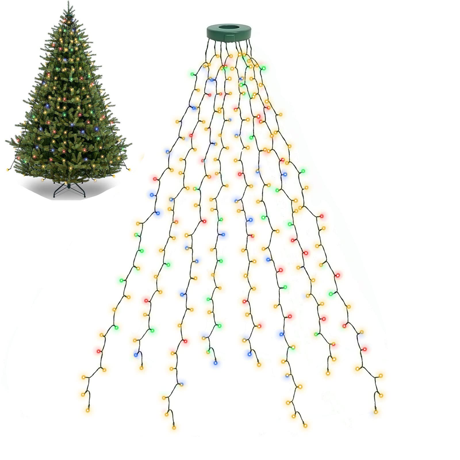Bolweo Christmas Tree Lights  280Led 8 Lines Christmas Lights For Tree 8 Modes For 6Ft-7Ft Christmas Tree  Ul Certified Indoor Outdoor Christmas Decorations 8 * 6.6Ft Drops Multi-Color