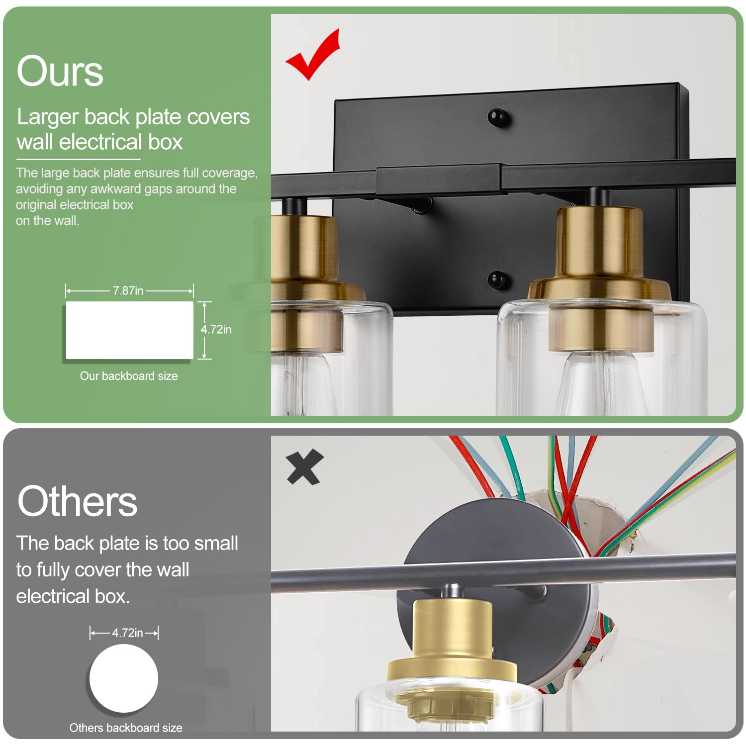 Indoi 4-Light Bathroom Light Fixtures Black and Gold Modern Vanity Lights Glass Shades Model OMTYX-031H