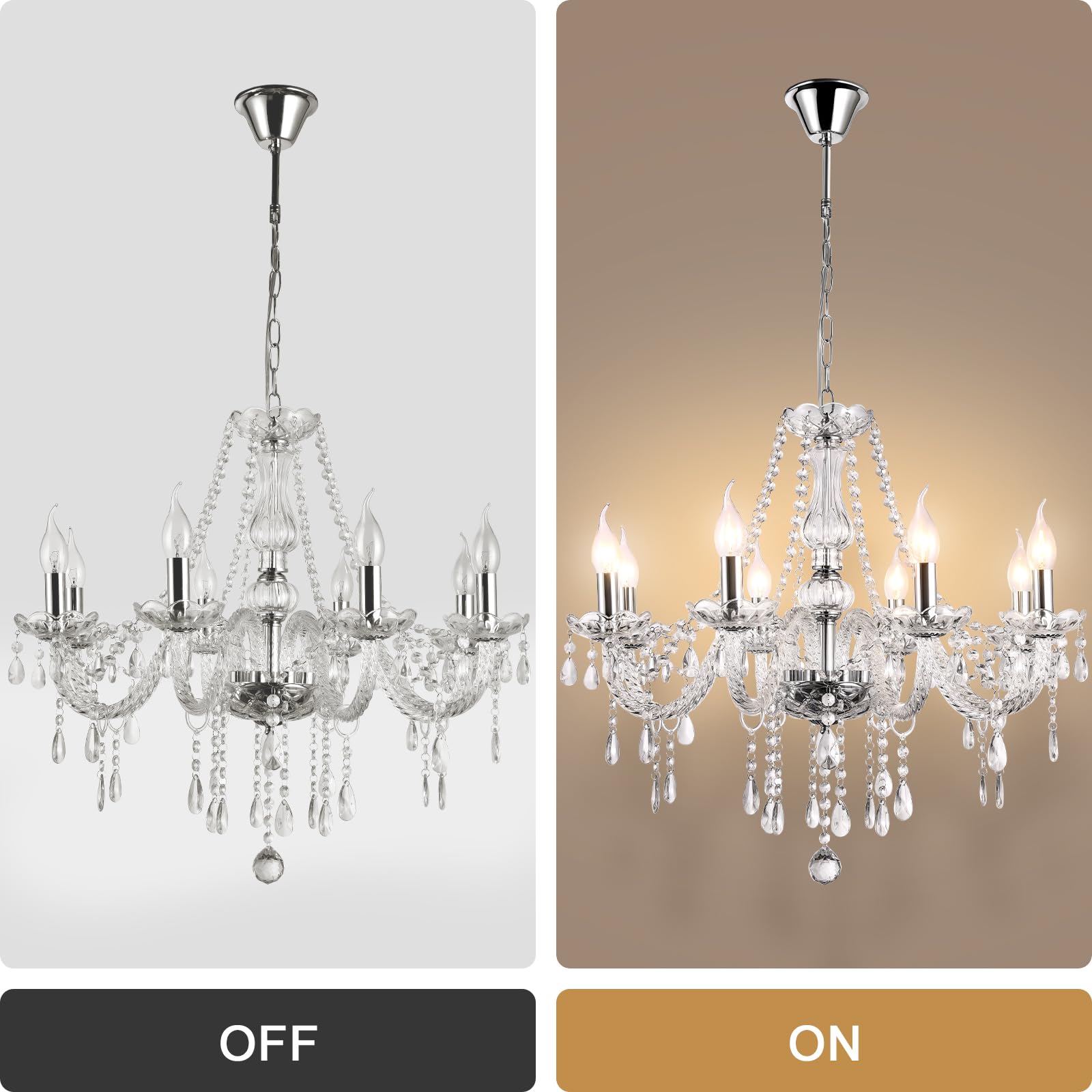 Baotree Modern Elegant 15 Lights K9 Crystal Glass Chandelier Silver Pendant Ceiling Lighting European Style For Dining Living Ro