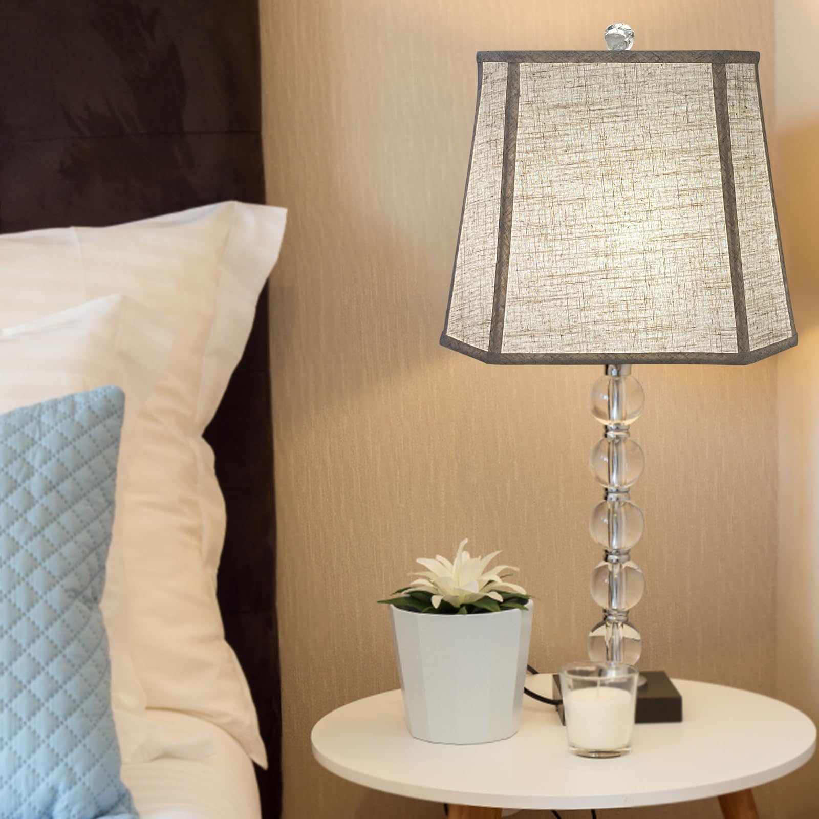 Tootoo Star Square Cut Corner Lampshade, 10X13X10.5 Inch Medium Table Lamp Shade Floor Lamp Beige Lamp Shades Natural Linen Hand Crafted, Easy Assembly Required