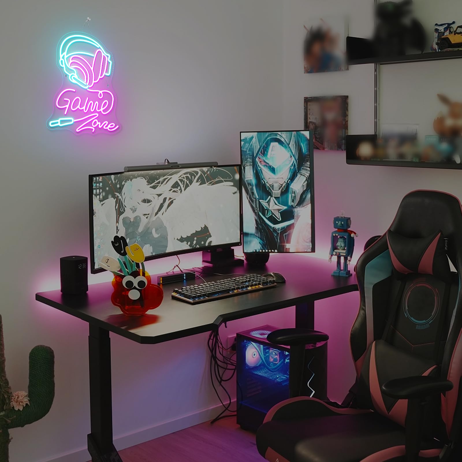 gamerneon Neon Sign for Wall Decor, LED Light, Acrylic, 12.59in x 15.75in, Colorful, Game Zone Design