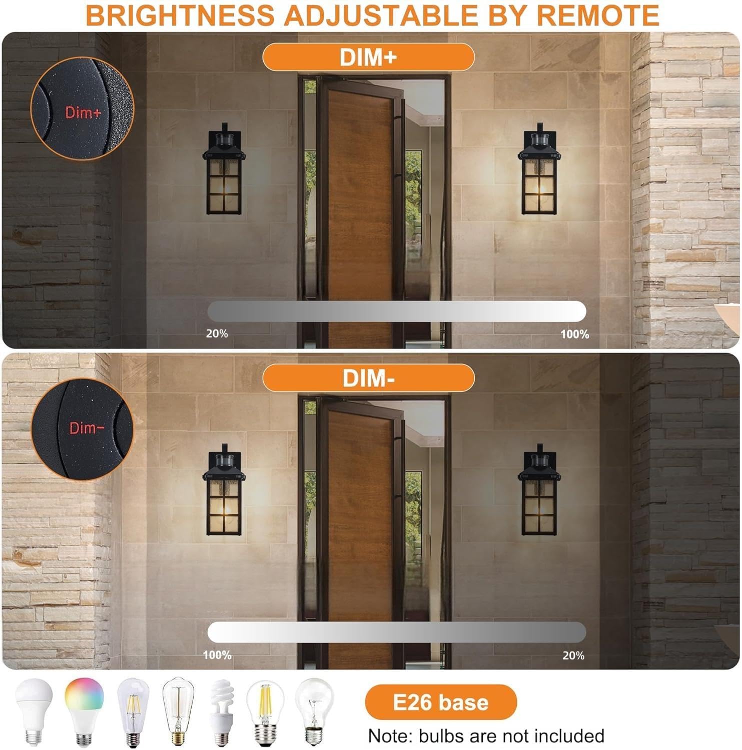 YJXGDIL Motion Sensor Outdoor Wall Lights, Weatherproof, Black, Remote Control, 4 Lighting Modes, 1 Pack, Model H2012-1B-RW