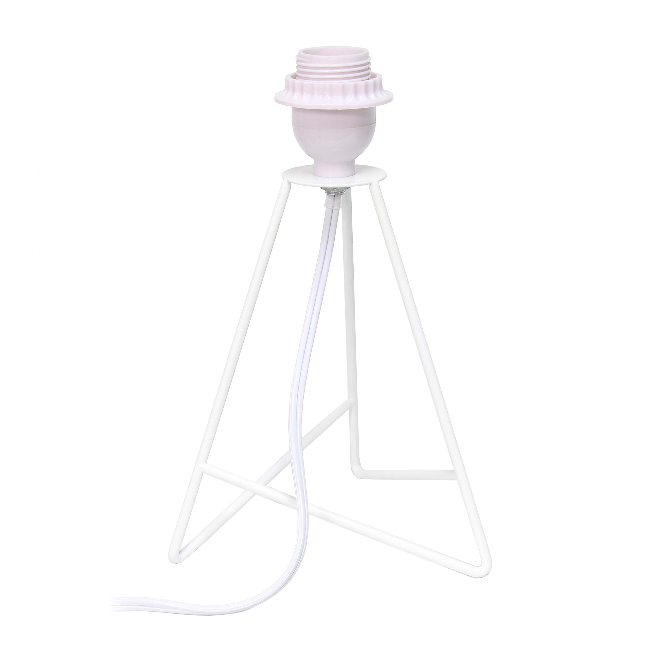 Simple Designs Lt2066-Wow 14 White Metal Table Lamp With Fabric Shade, No Bulb
