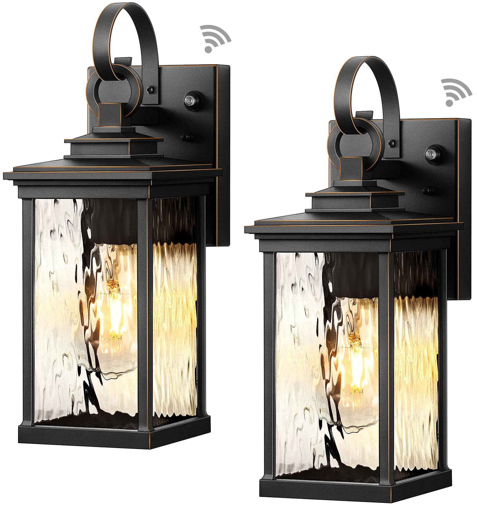 Vianis 2 Pack Dusk To Dawn Waterproof Outdoor Wall Lights, Black Lanterns For Porch And House