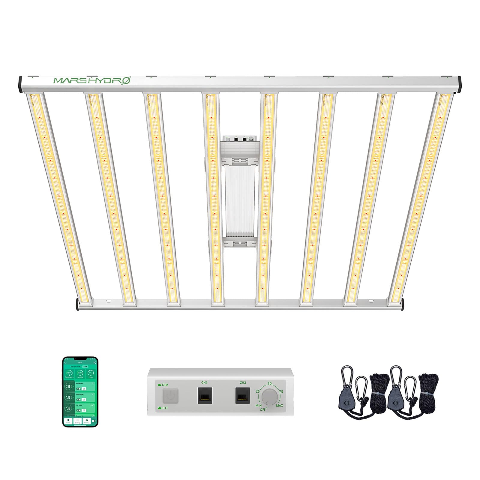 Mars Hydro 800Watt Fc-E8000 Led Grow Light 5X5Ft With 3928Pcs Diodes Full Spectrum Grow Light Bar Commercial Plant Growing Lamp For Vertical Farming, Achieve 2.8Umol/J Detachable Precise Lighting