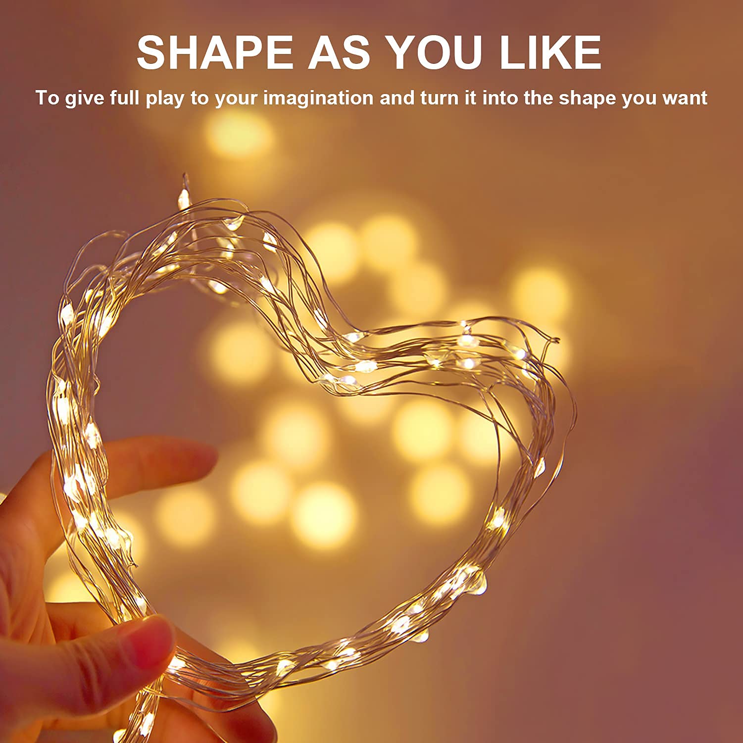 Lihiton 1 Pack Led Fairy Lights USB Powered String Lights Waterproof Copper Wire 16 Feet 50 Led Firefly Starry Moon Lights for D