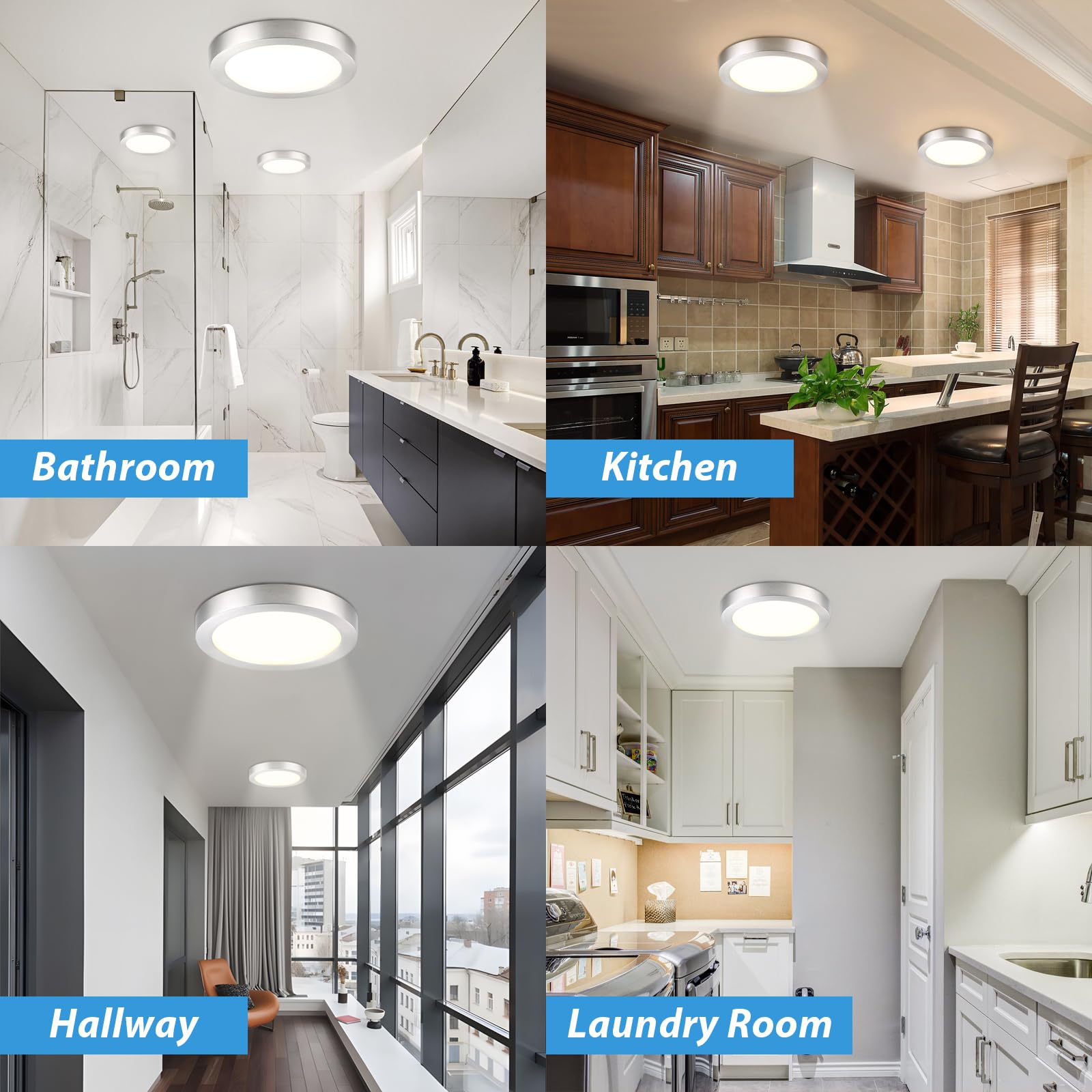 7 Inch Flush Mount Ceiling Light Fixture, Metal And Glass Led Ceiling Light Flush Mount, Slim Dimmable Flush Mount Light For Kit