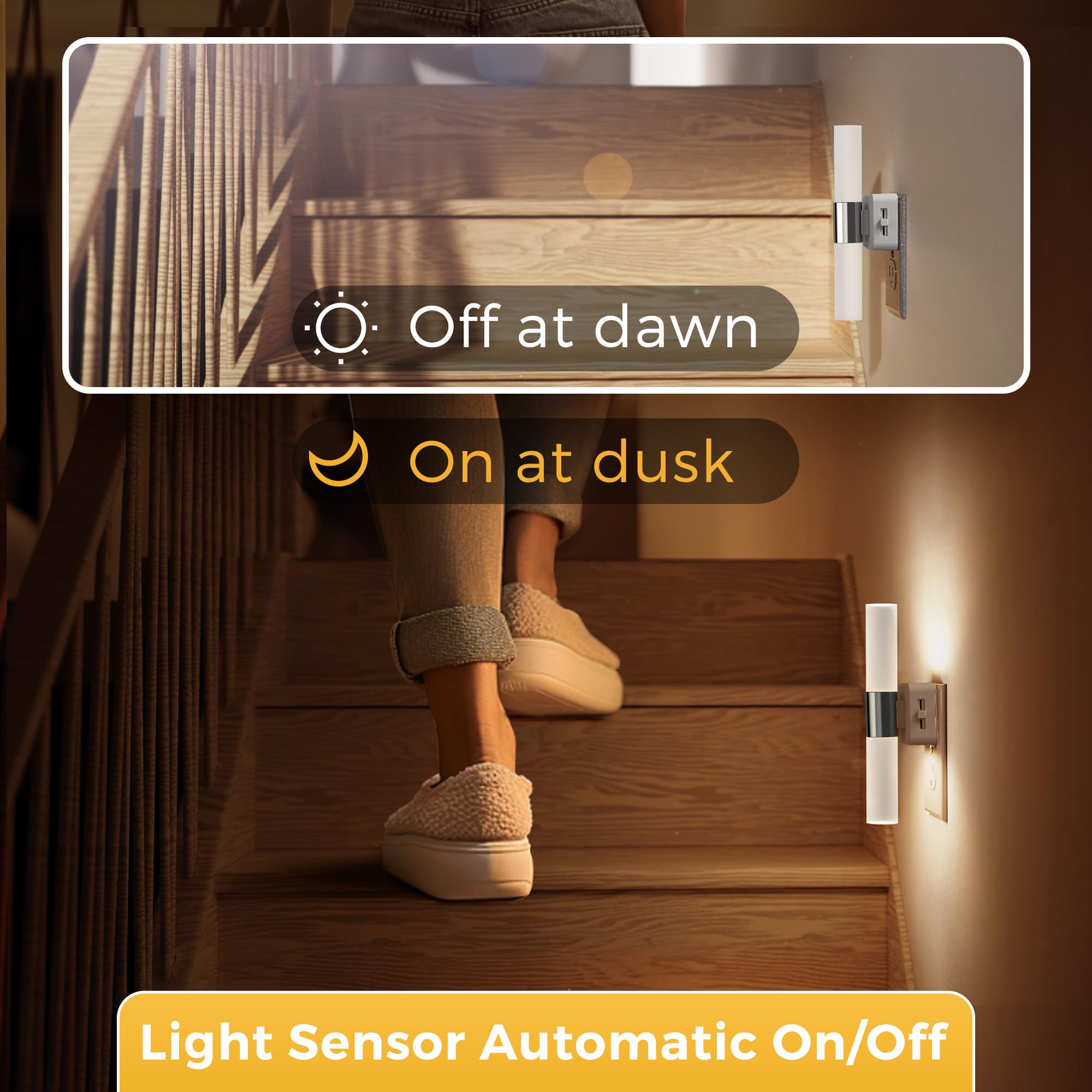 L LOHAS LED Night Light, 2 Pack, 3000K Soft White, Adjustable Brightness, 180° Rotating Plug, Acrylic, Matte White