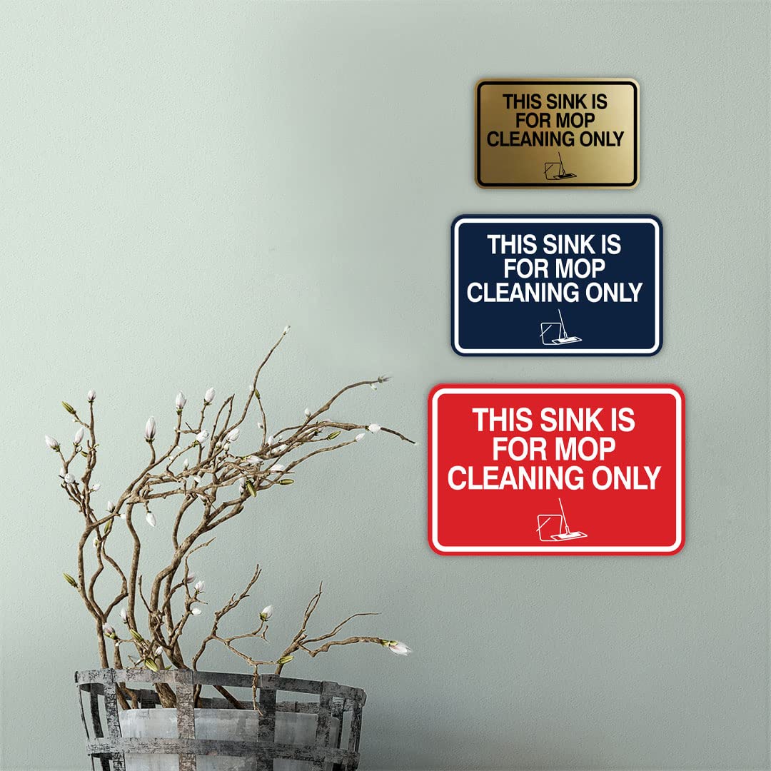 Signs ByLITA Classic Framed Mop Cleaning Only Sign - 5 x 7in Medium, Black Gold, Vinyl