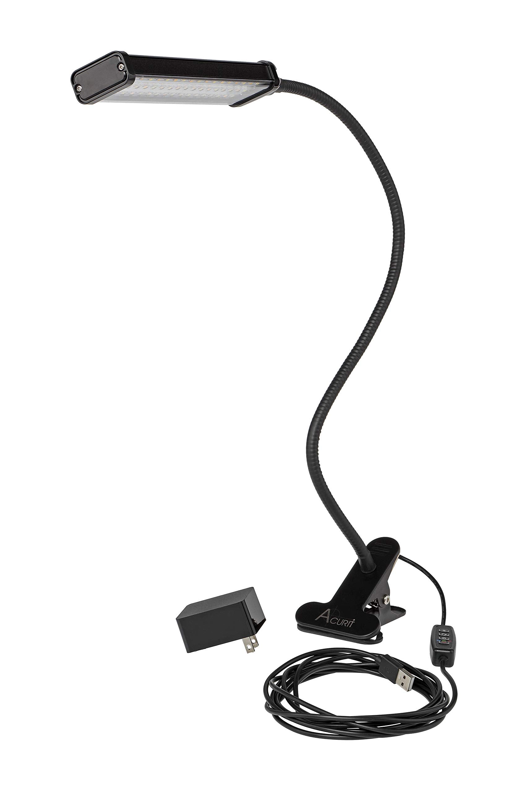 Acurit 54 LED Clip On Light Reading Lamp, 21 Inch Flexible Gooseneck, Adjustable 3 Color Temperature 800 Lumens, 10 Extra Long 