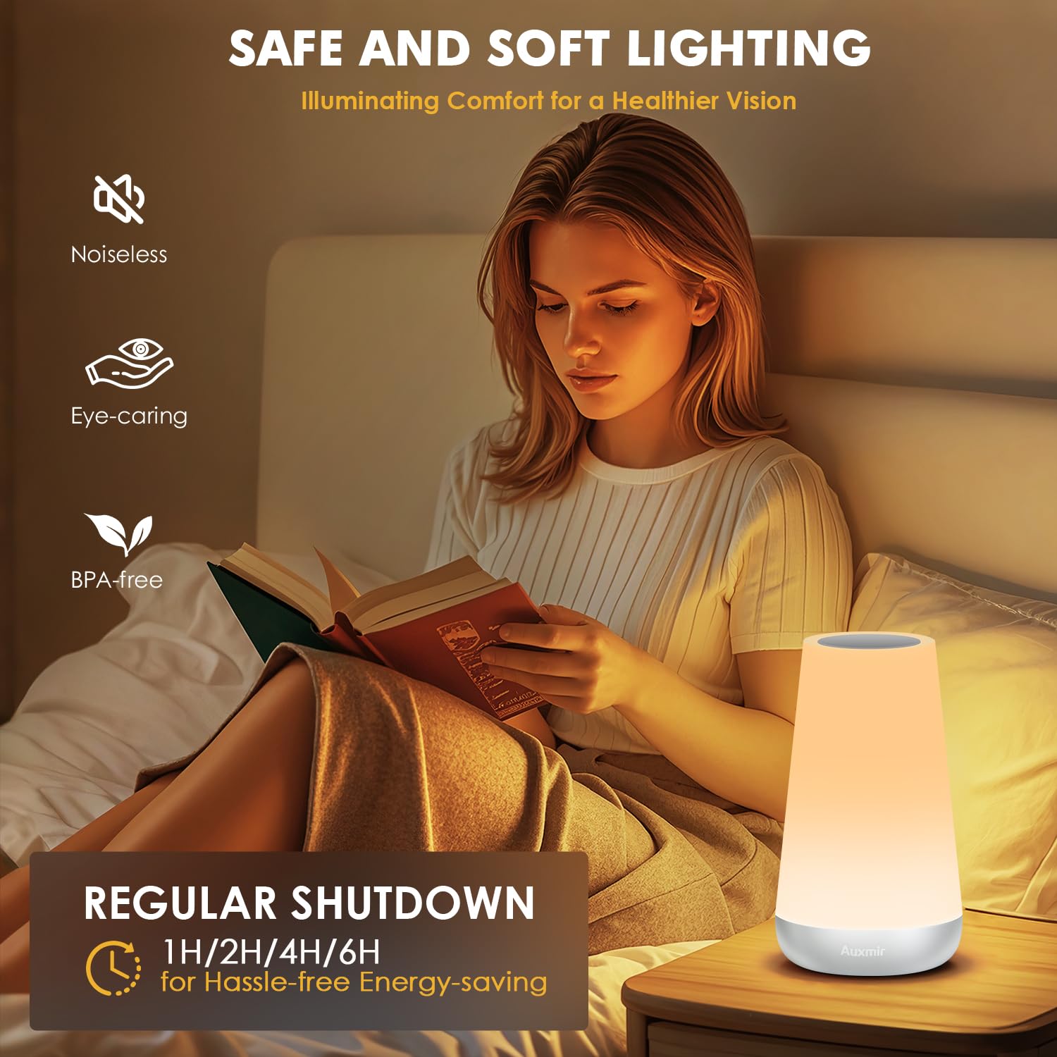 Auxmir Night Light For Kids Baby, 2500Mah13 Rgb Colors & 5 Brightness, Portable Rechargeable Led Bedside Lamp For Baby Nursery,
