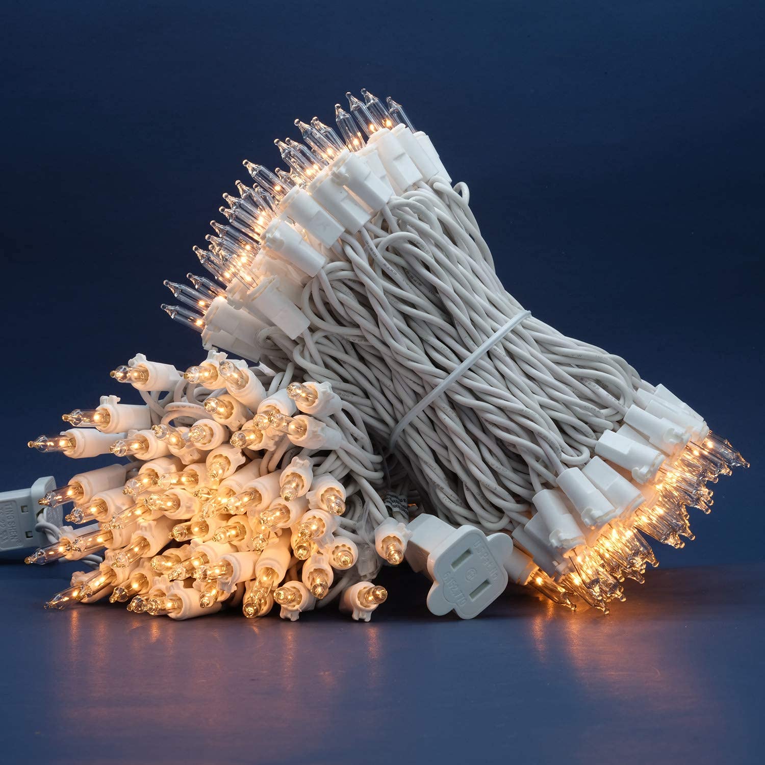 Sweet Shine 200 Count Clear Christmas Lights - 2 Strands, 100 Count, 33 Ft White Wire