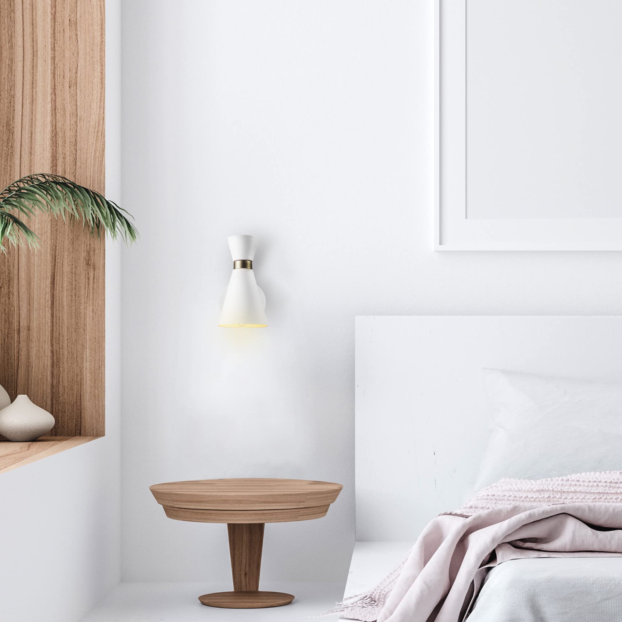GLOBE Electric 1-Light Wall Sconce, Metal, Dimmable, Matte Brass Accent, White, Model 65000030
