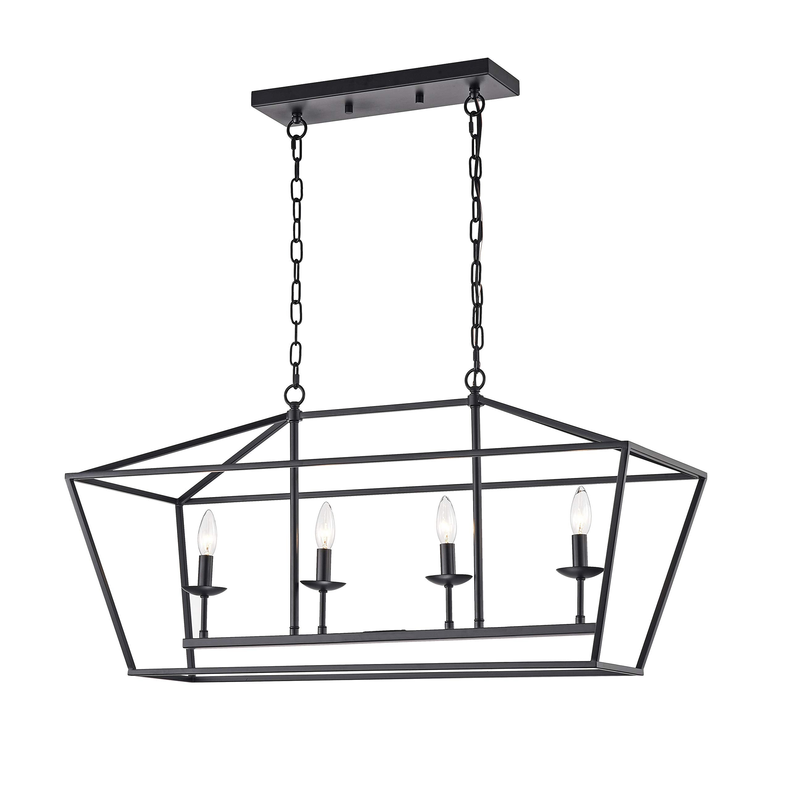 Warehouse of Tiffany HM231/4MB Pixie 36 Inch Matte Black with 4 Light Chandelier