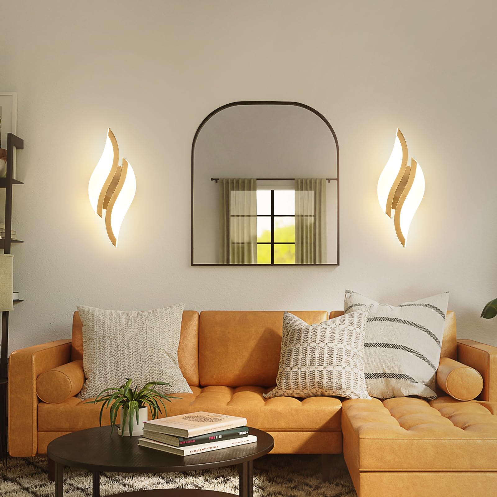 CANEOE Modern LED Wall Sconce, 6000K Cold White, Acrylic, Gold, 1 Pack, Model WL-YZ-C, Ideal for Living Room, Bedroom, Bathroom, Hallway