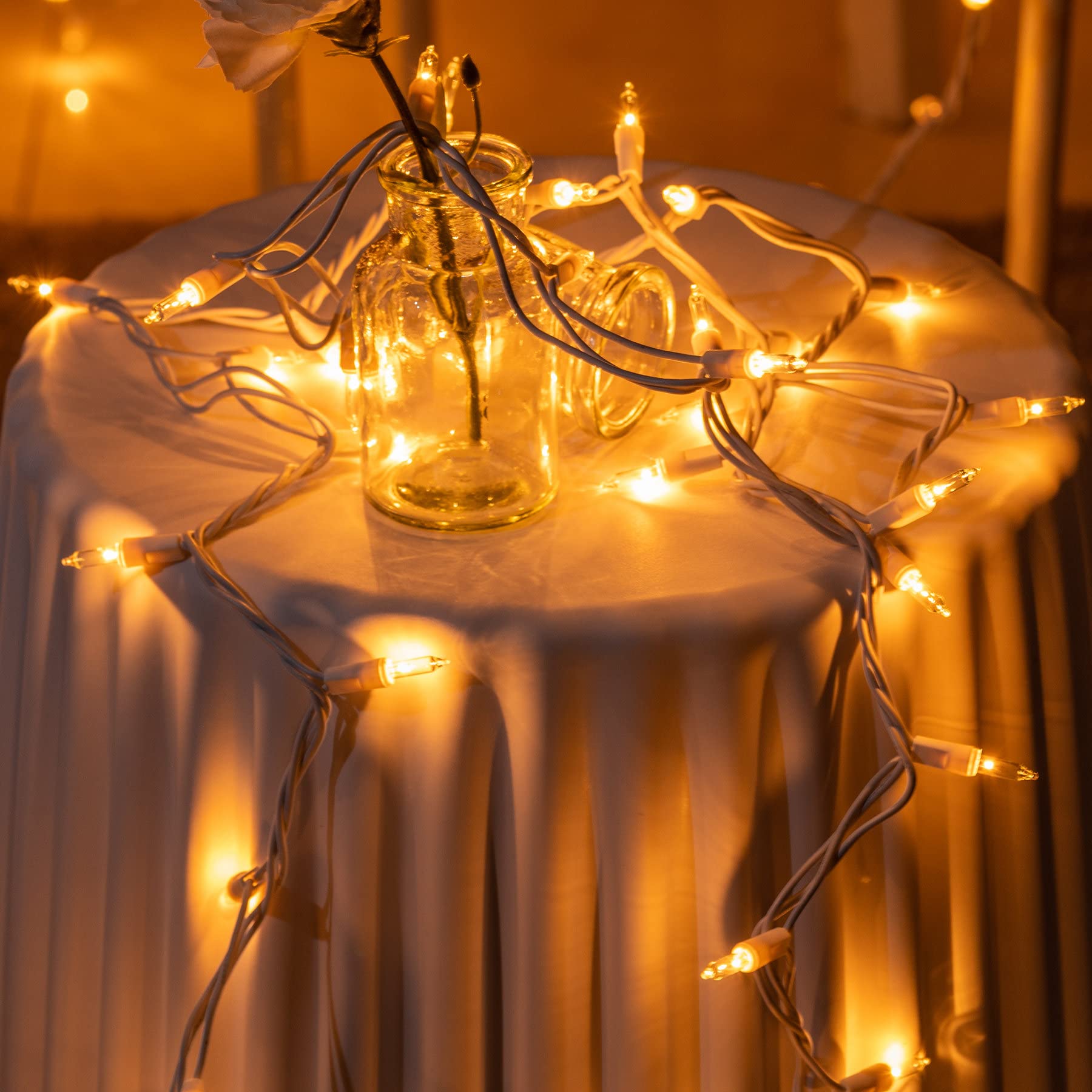 Yuletime 200 Clear Christmas Lights With White Wire, Pack Of 2 Strands Of 21 Ft 100 Count Ul Certified Incandescent Mini String