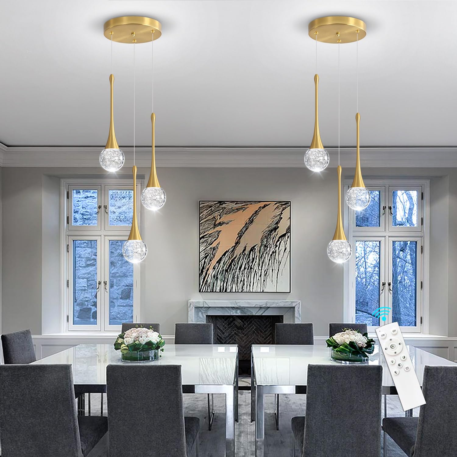 Cenozo 3-Lights Pendant Lighting - Dimmable Crystal Chandelier in Antique Gold for Kitchen, Dining Room, Hallway & Bedroom