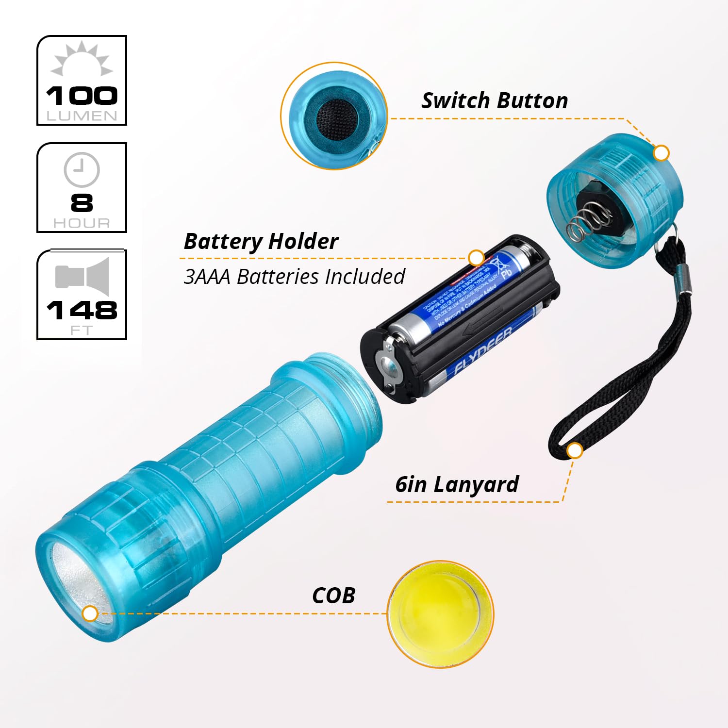 Kunhe 30 Pack Mini Glow In Dark Flashlights For Kids - Battery Included, Party Favors, Gifts