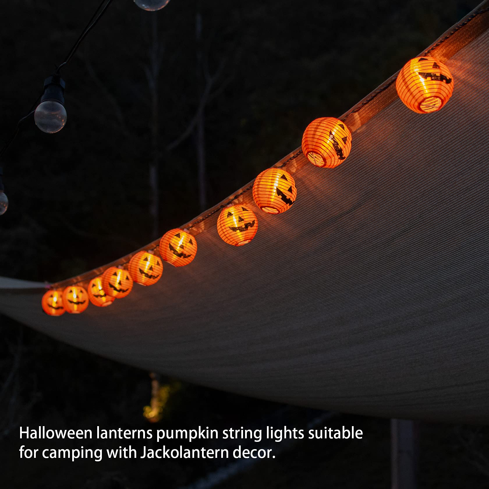 Halloween Pumpkin Lantern String Lights, 10 Pack Orange Lantern String Lights Plug In, Mini Jack O Lantern Pumpkins Decor Connectable String Lights, 9.8Ft Pumpkin Lights Outdoor Halloween Decorations