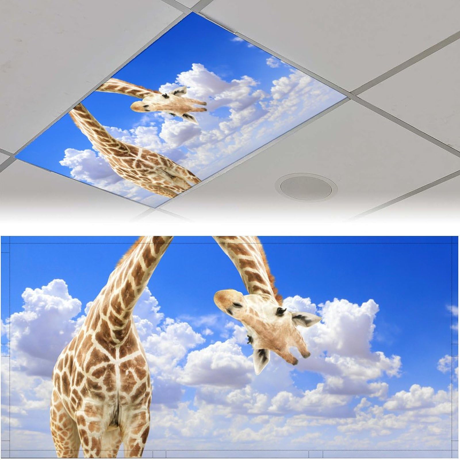 2 Pack Fluorescent Light Cover For Ceiling Light Classroom- Funnu Giraffe Magnetic Light Cover Fluorescent Light Shade Panel, De