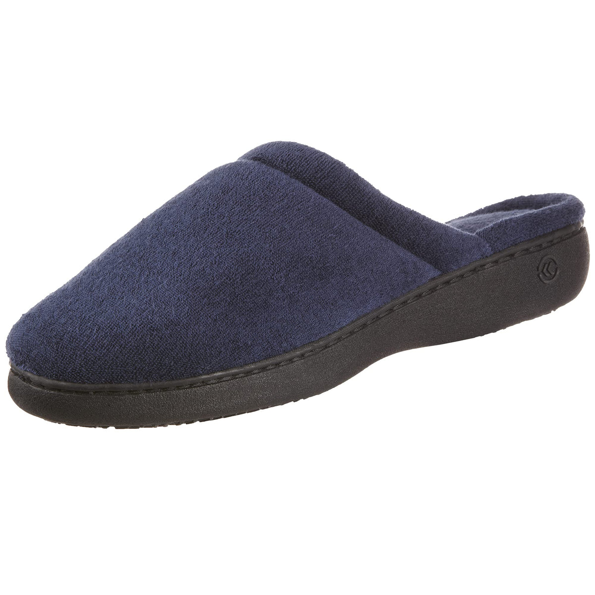 Isotoner Womens Terryaslip On Clog Slipper With Memory Foam For Indooroutdoor Comfort, Navy Rounded, 95-10