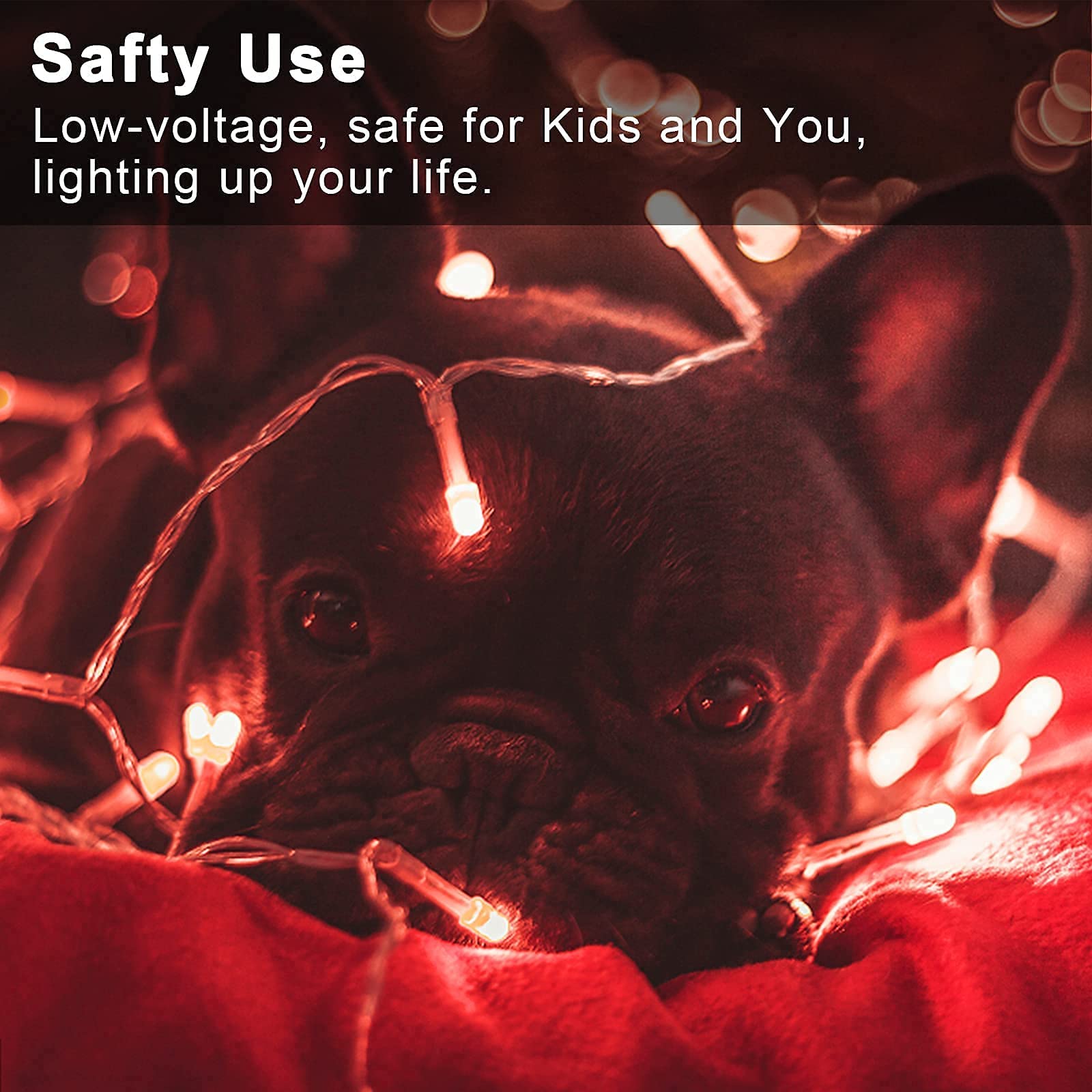 JMEXSUSS Battery Operated Christmas Lights, 33ft 100 LED, Waterproof Red Fairy String Lights for Indoor/Outdoor Valentine Decorations