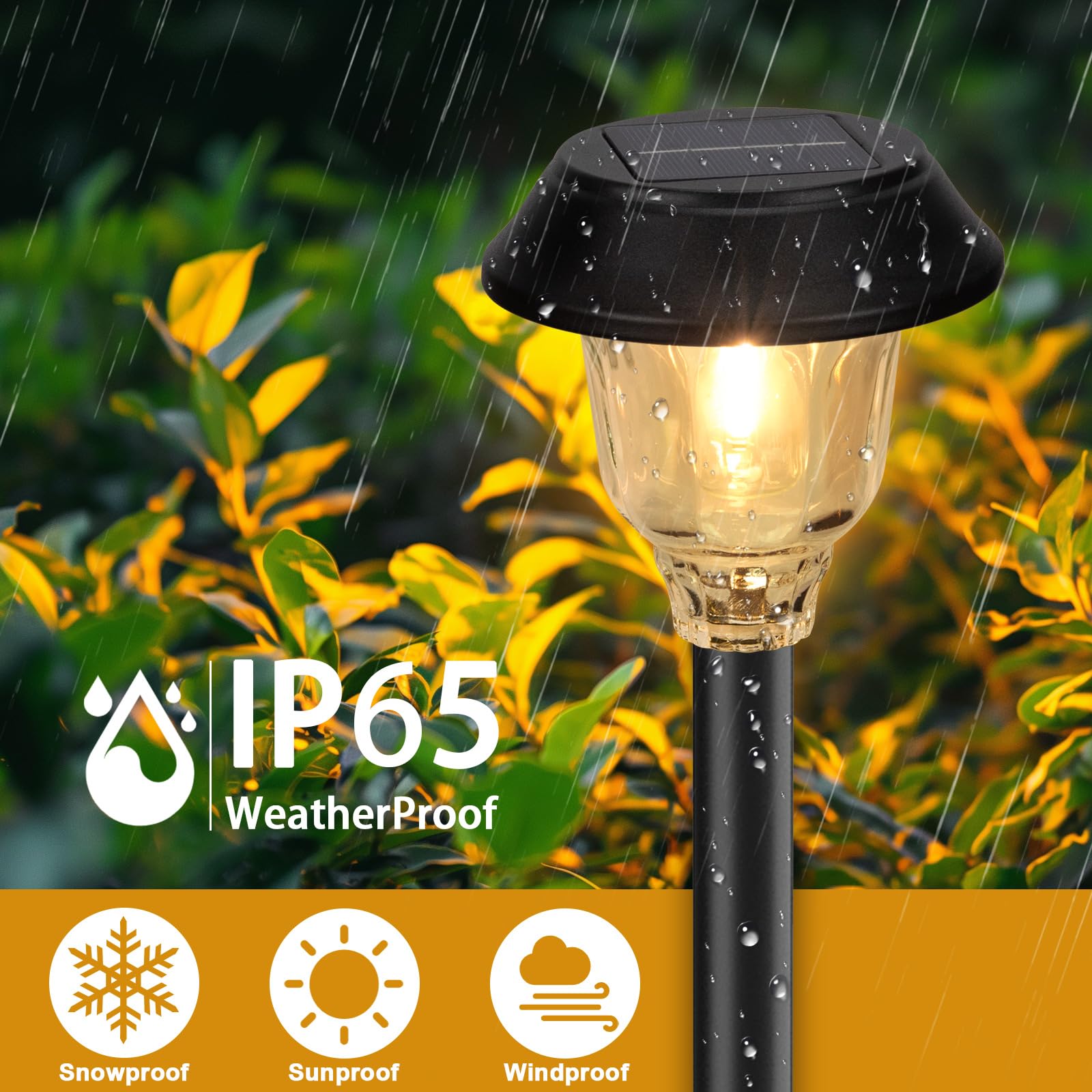 Doeslag Solar Lights Outdoor Waterproof, 6 Pack Metal Glass Solar Pathway Lights Outdoor, Bright Led Outdoor Solar Lights For Ya