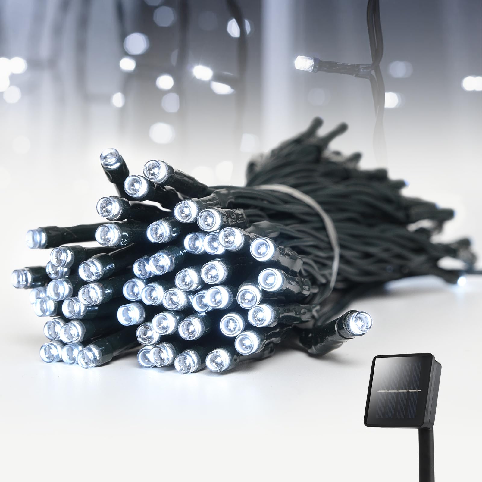 Solar String Lights for Outside,50ft Solar String Lights Outdoor Waterproof 100 Led Solar Fairy Lights 8 Lighting Mode Solar Str