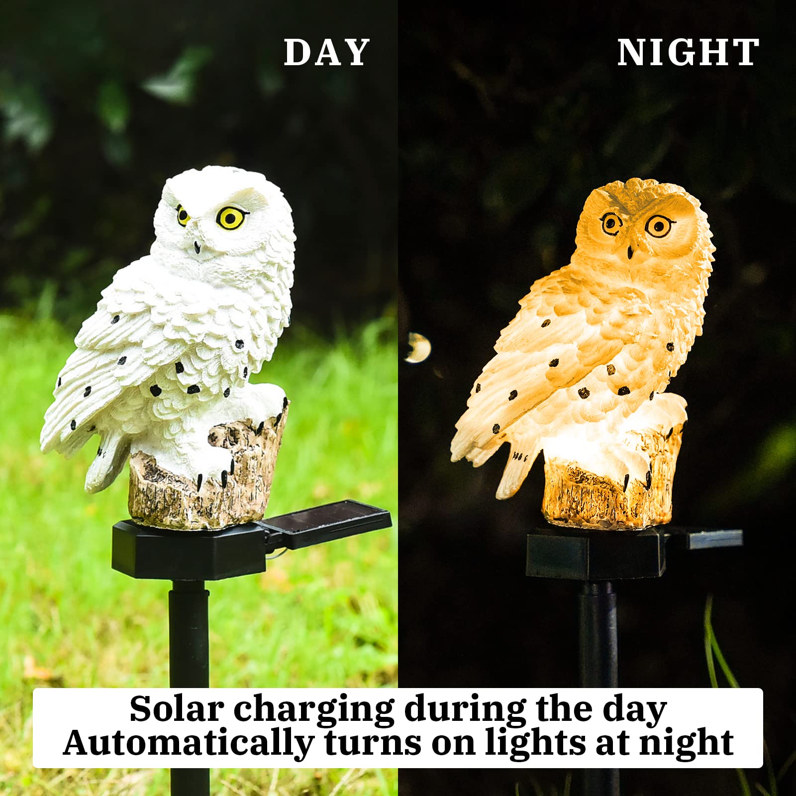 Xurleq Garden Solar Light Outdoor Decor, Resin Owl Solar Led Light With Stake, Animal Waterproof Light For Flower Fence Lawn Pas