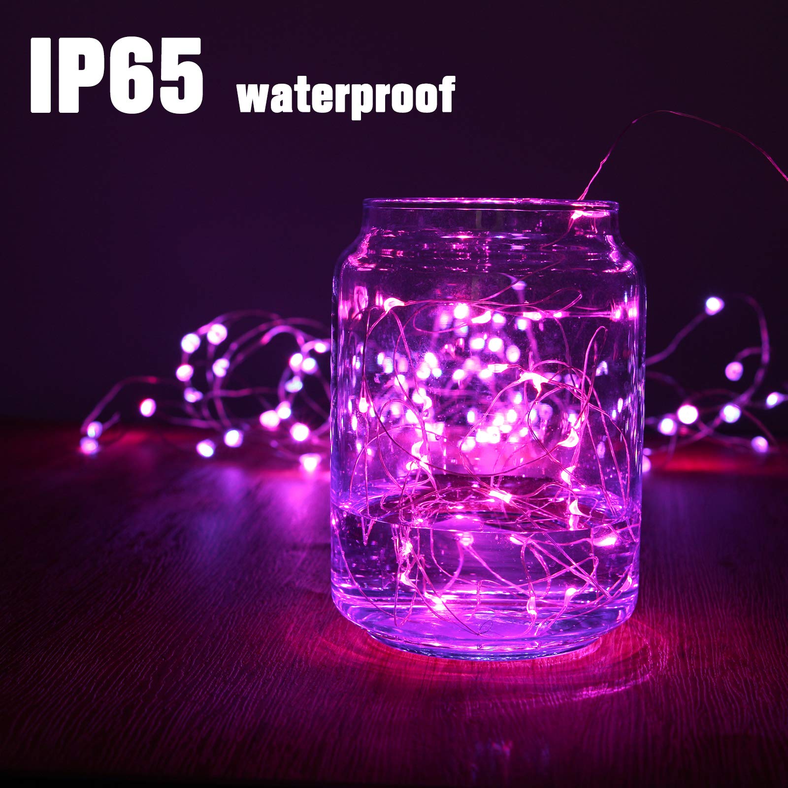 XINKAITE Waterproof LED Fairy String Lights, 10FT Pink for Indoor & Outdoor Decoration