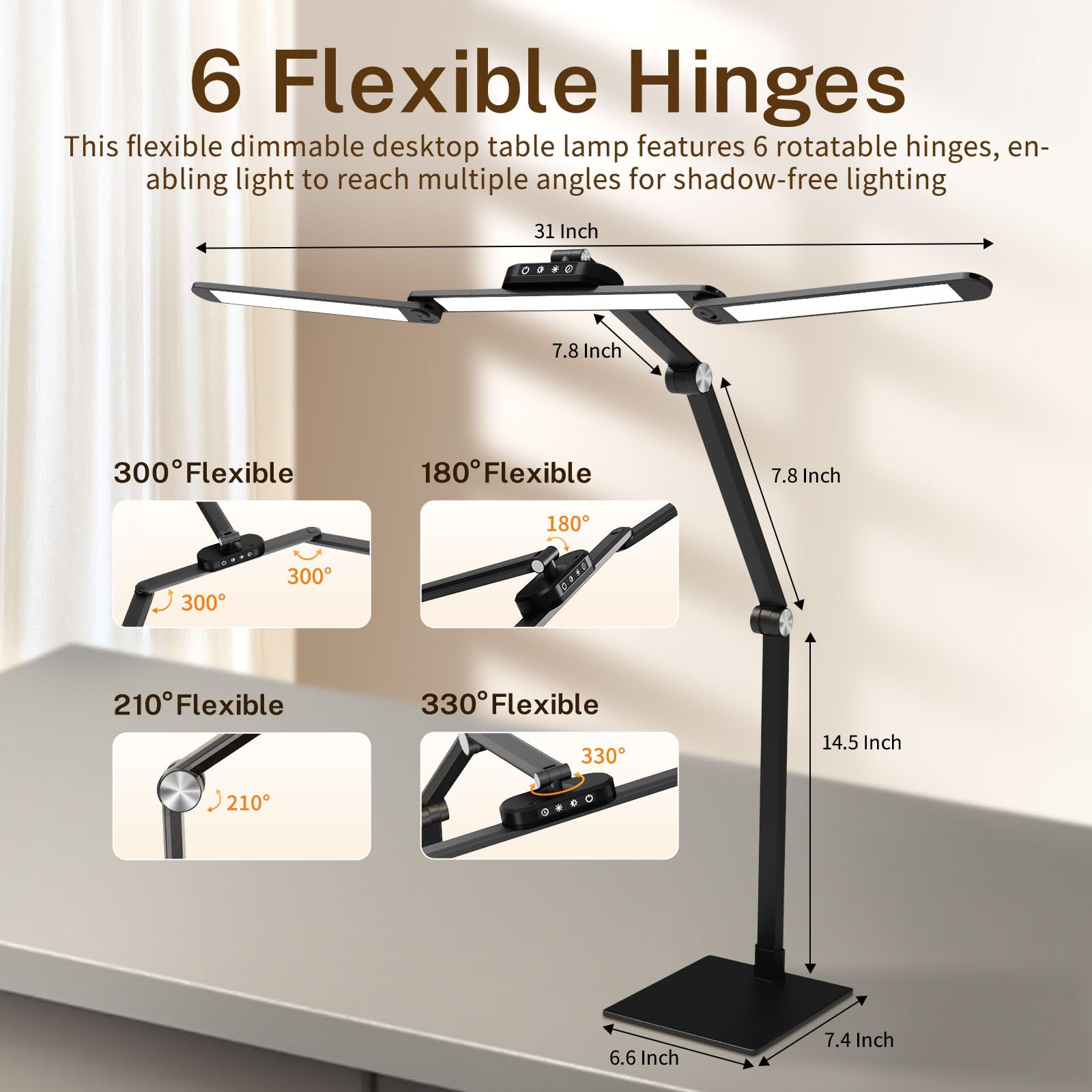 Table Lamp, Led Desk Lamp With Clamp And Base, Architect Desk Lamp For Home Office With Remote Control, 24W Ultra Bright Desk Li