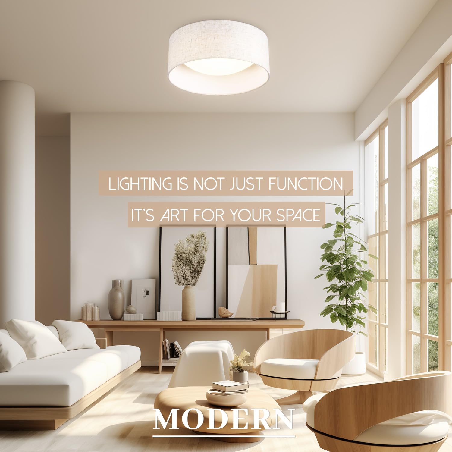 Hamilyeah Flush Mount Ceiling Light Fixture 10 Inch, 15W Led Ceiling Light With Fabric Shade, Modern Hallway Lighting Fixtures C