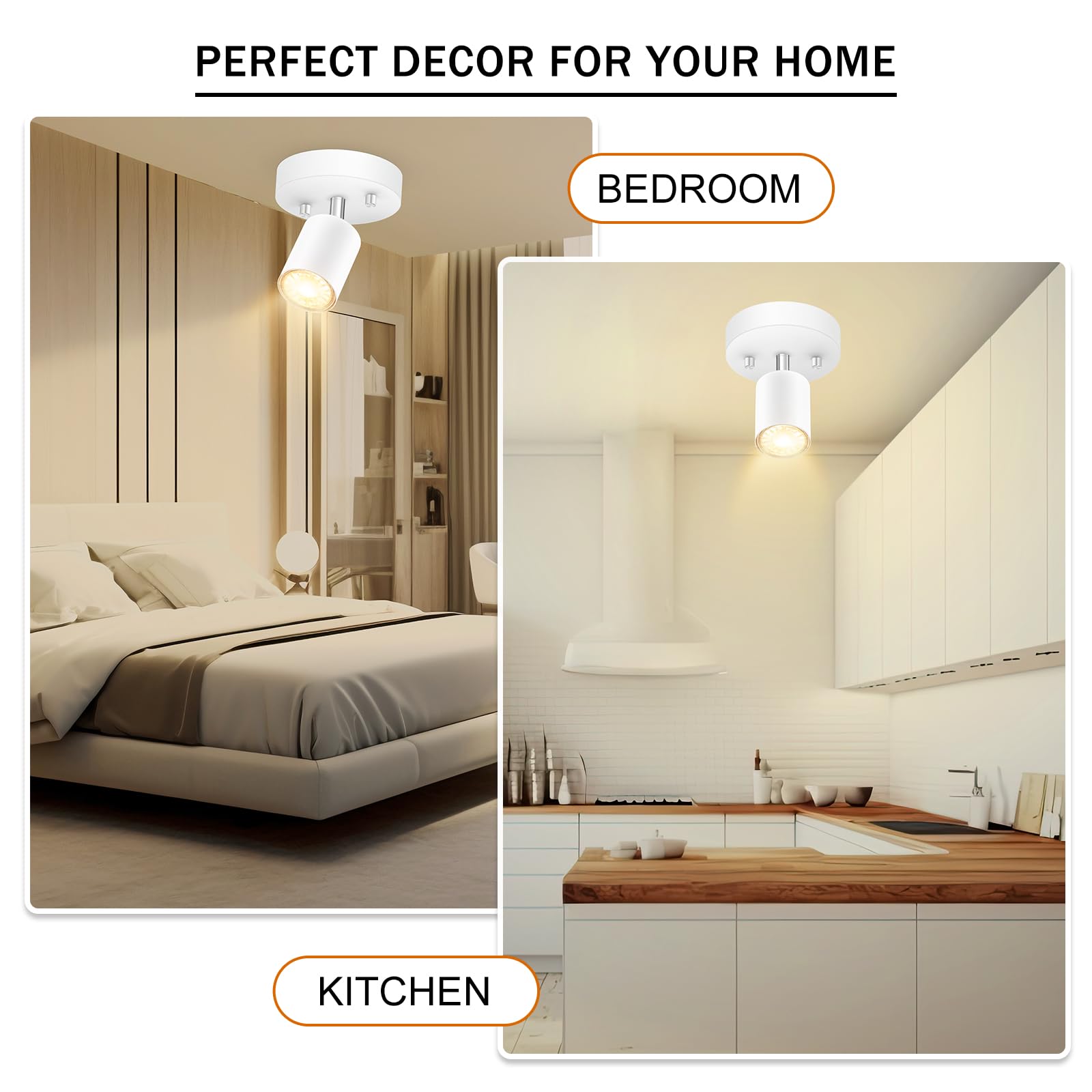 Boostarea Led Light Track Lighting Kit, Monopoint Sconce Adjustable Flush Mount Spot Light, Flexibly Rotatable Light Head For Ki