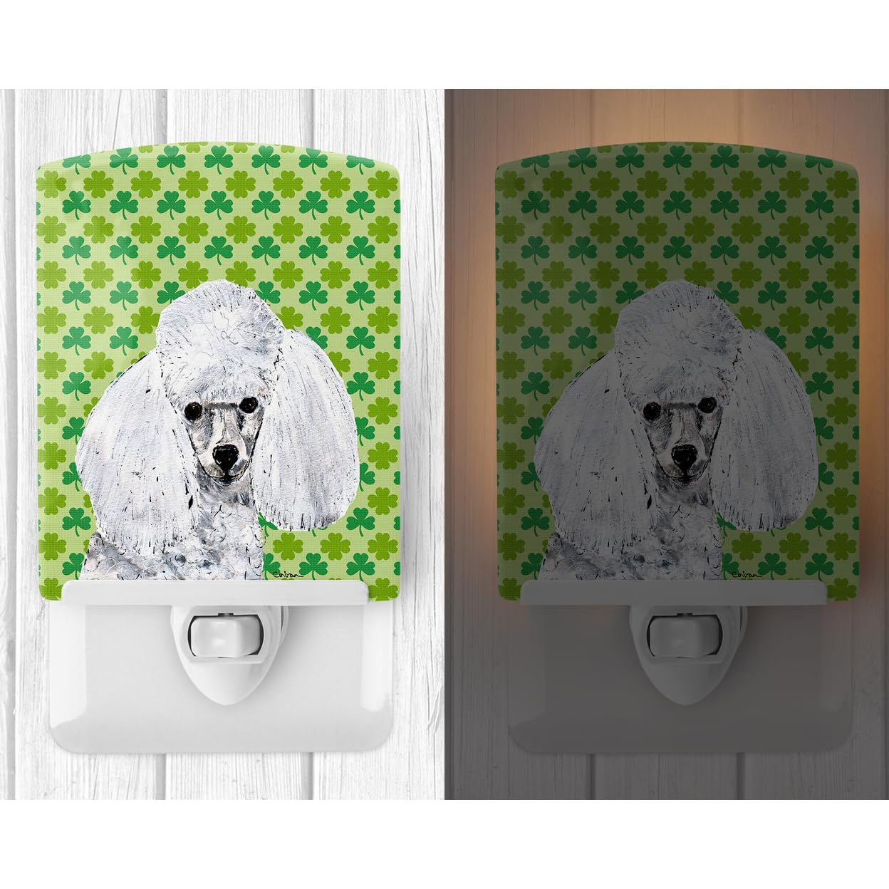 Carolines Treasures Ceramic Night Light, SC9725CNL, 6x4x3in, Multicolor, White Toy Poodle Design, UL-Certified