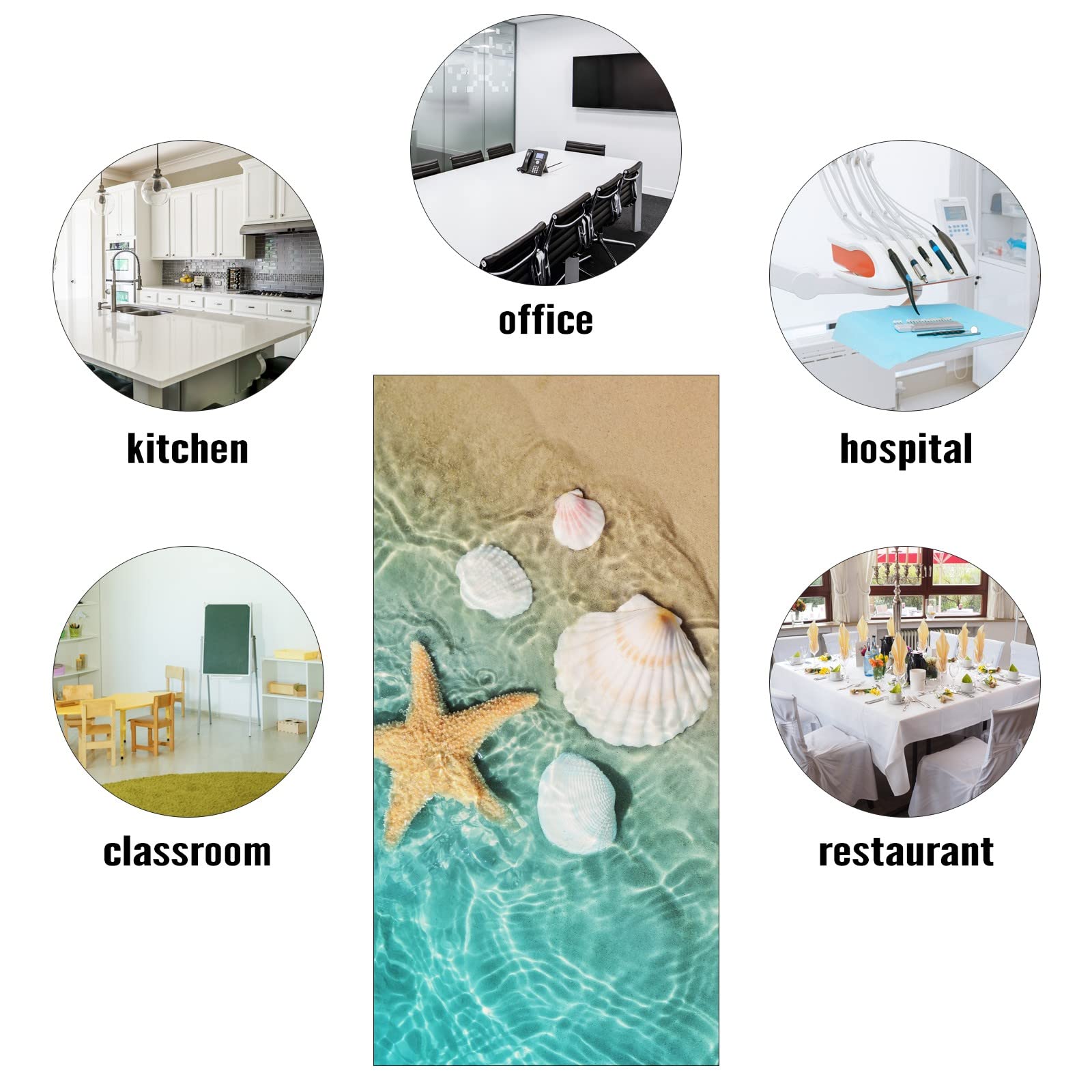 Msinmkok 2Ft X 4Ft Fluorescent Light Covers Sea Water Beach Starfish Shell Conch Light Filters-Easy Setup For Office,Hospitals,H