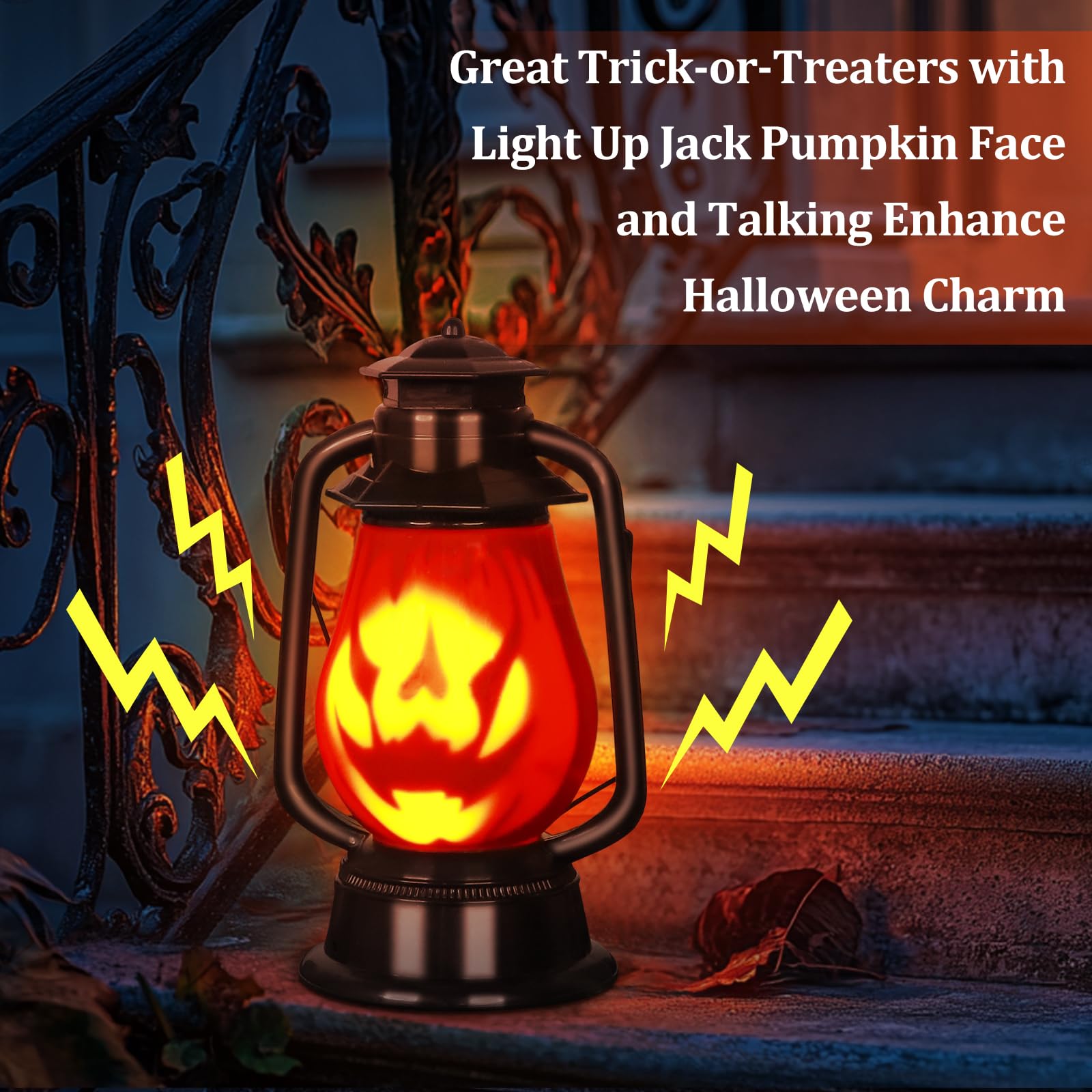 Turnmeon Halloween Talking Jack-O'-Lantern - Light Up Pumpkin Lantern For Outdoor Decor