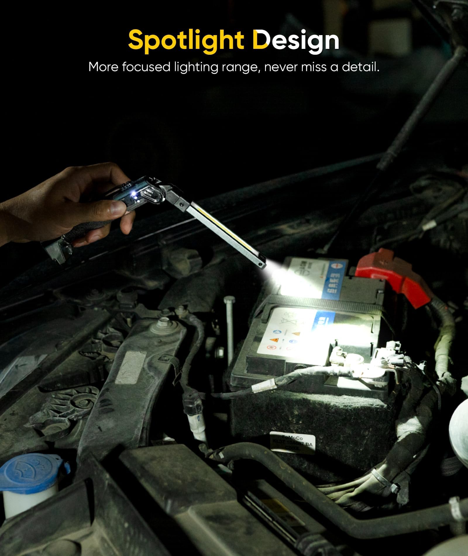 Hotligh Magnetic Work Light - 4000Mah Rechargeable Work Light With Hook Design  1200 Lumens Mechanic Light  3 Lighting Modes Magnetic Flashlight For Repairing?Emergency